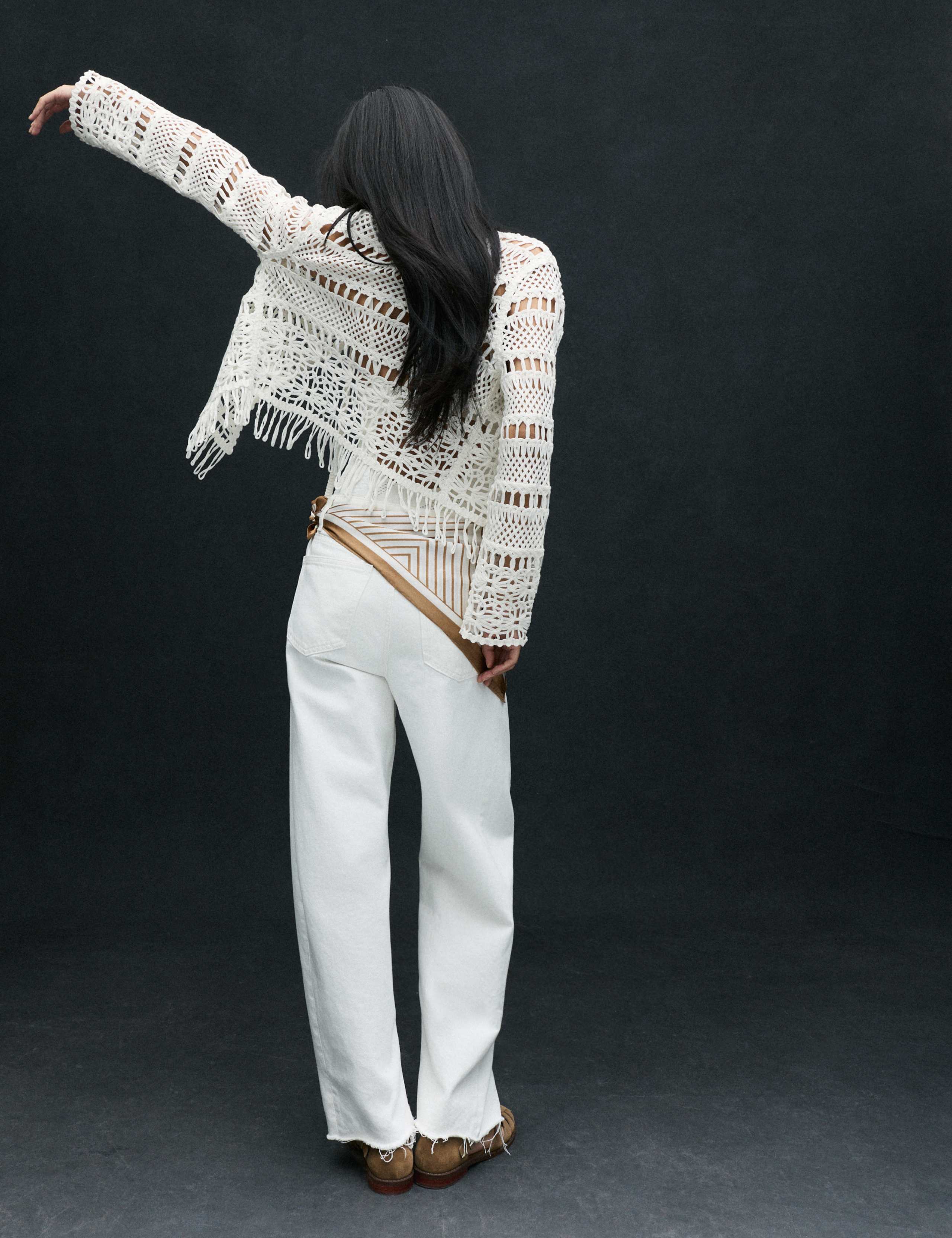 Pure Cotton Tie Fastening Cropped Cardigan 4 of 7