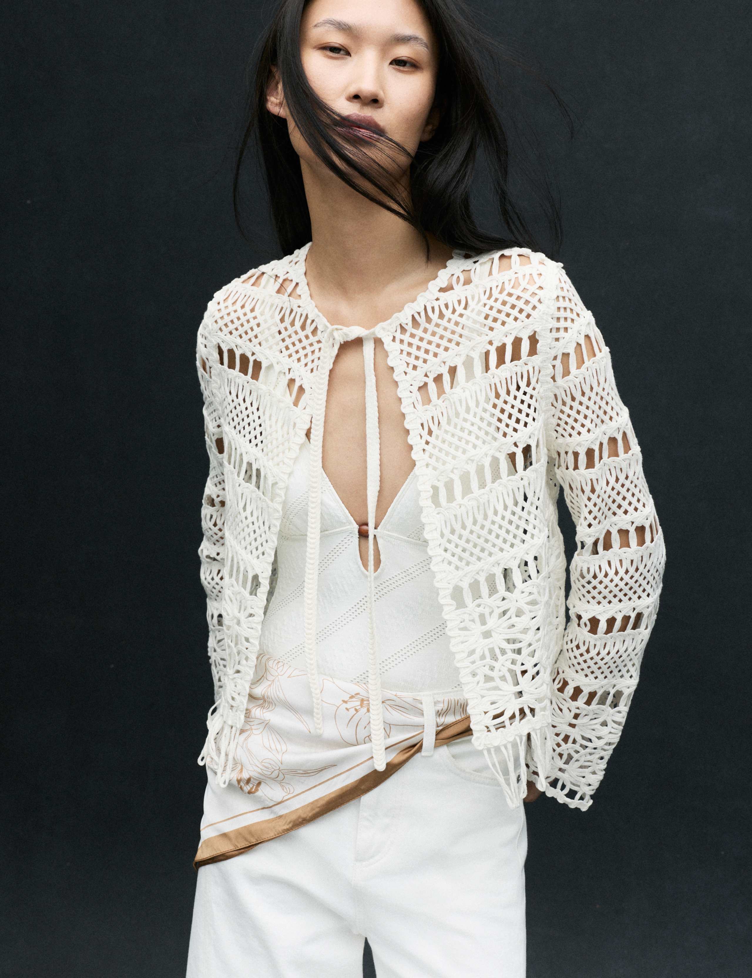 Pure Cotton Tie Fastening Cropped Cardigan 7 of 7