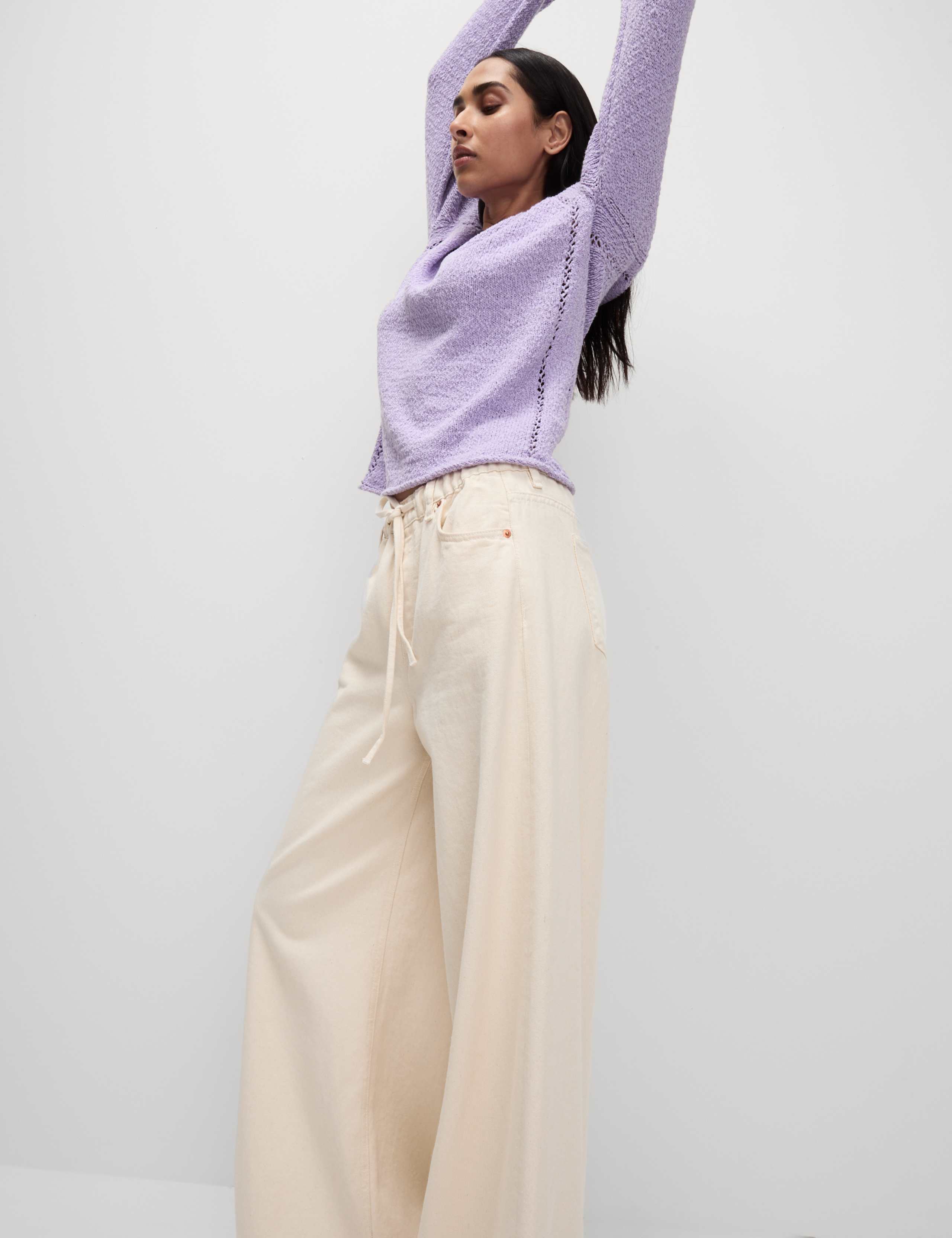 Cotton Rich Textured V-Neck Slub Jumper 3 of 6