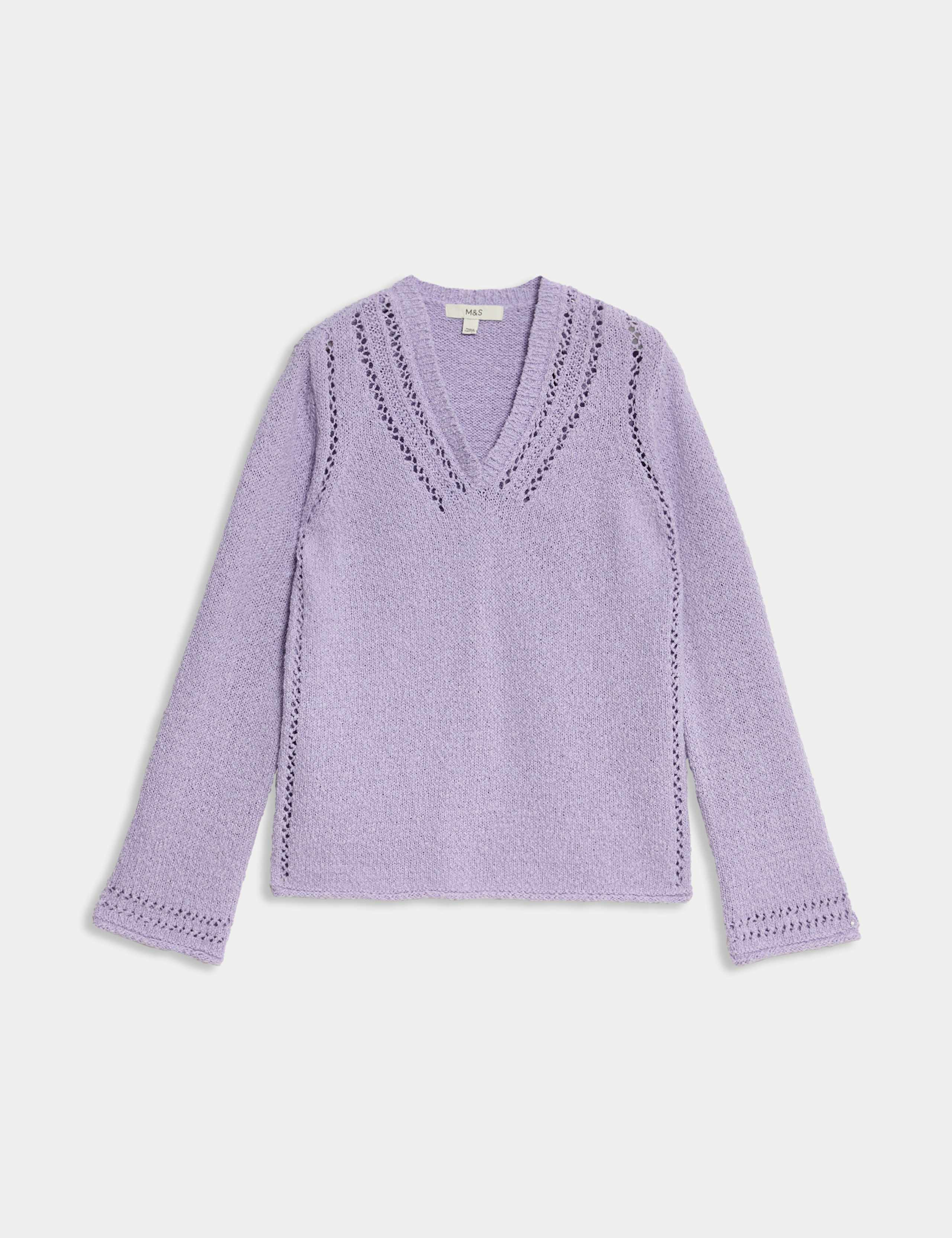 Cotton Rich Textured V-Neck Slub Jumper 2 of 6