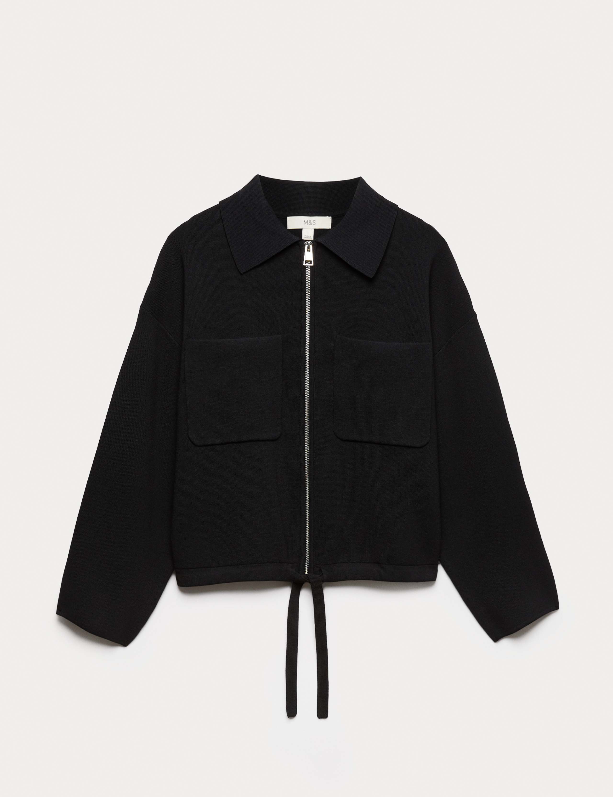 Collared Zip Up Relaxed Knitted Jacket 1 of 1