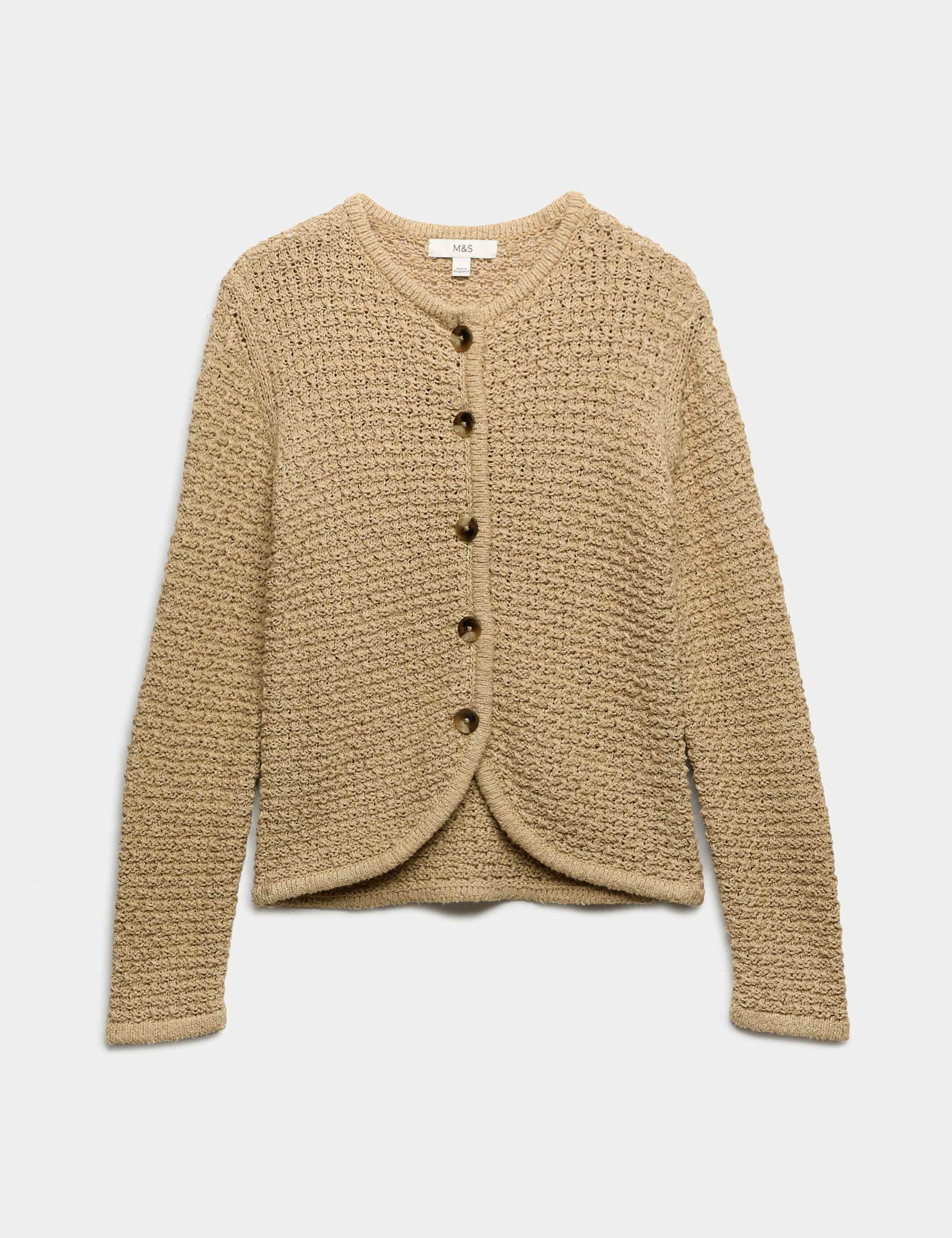 Cotton Rich Textured Cropped Knitted Jacket 2 of 5