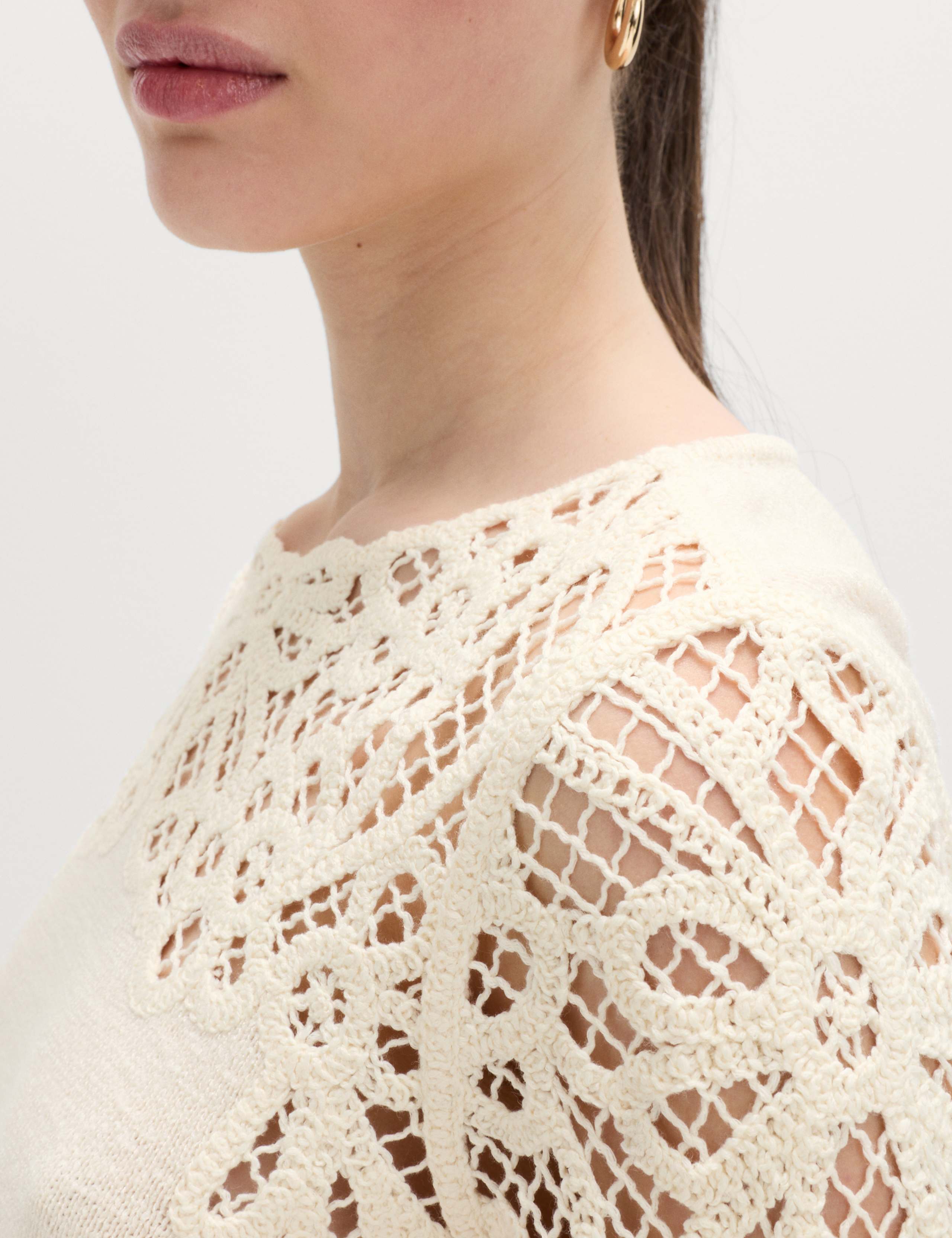 Lace Detail Knitted Top With Cotton 3 of 6