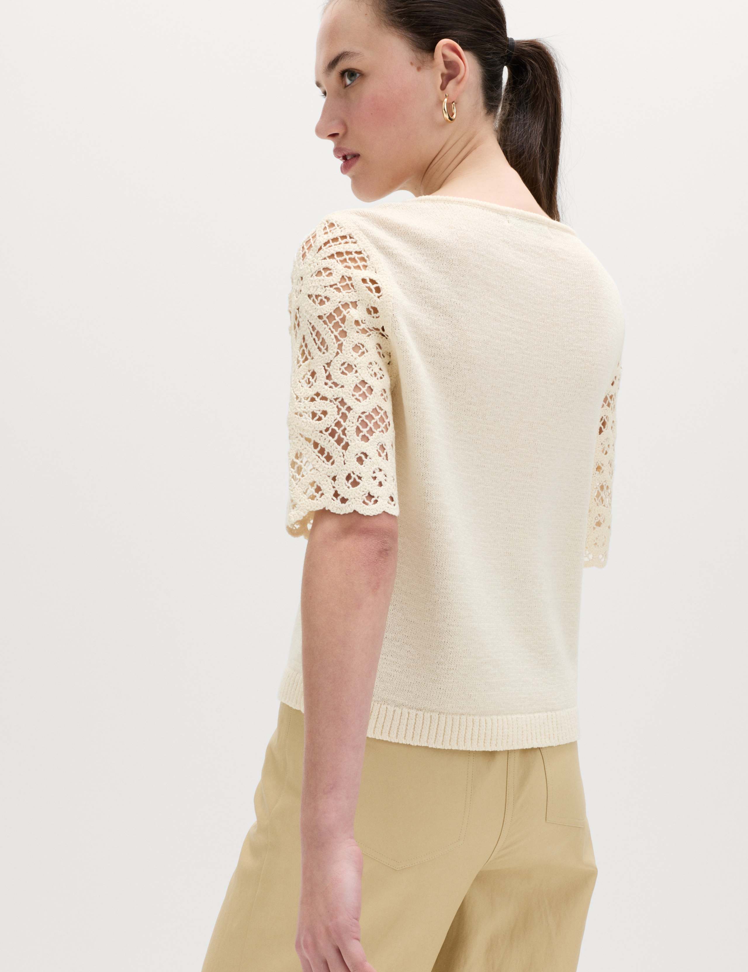 Lace Detail Knitted Top With Cotton 4 of 6