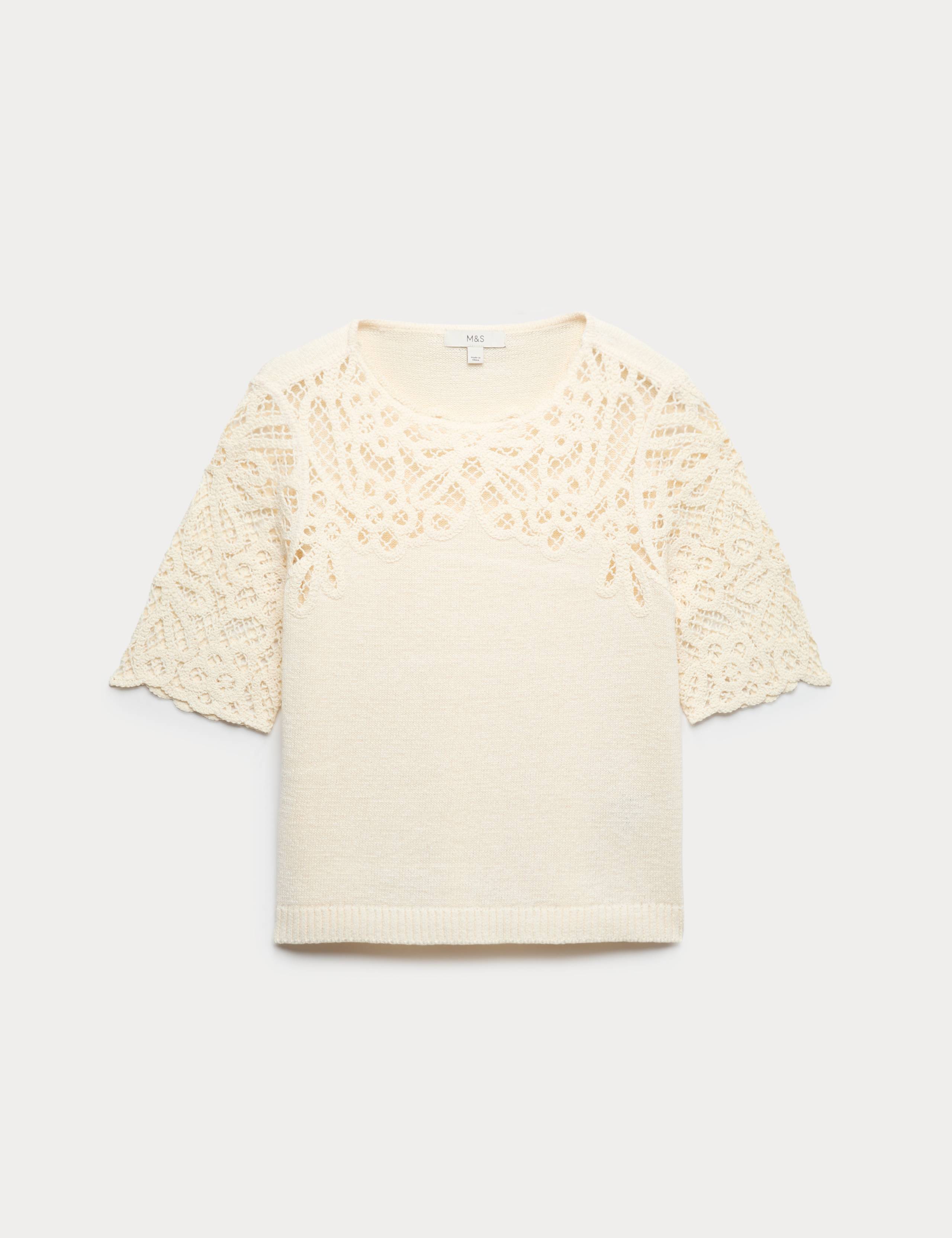 Lace Detail Knitted Top With Cotton 2 of 6