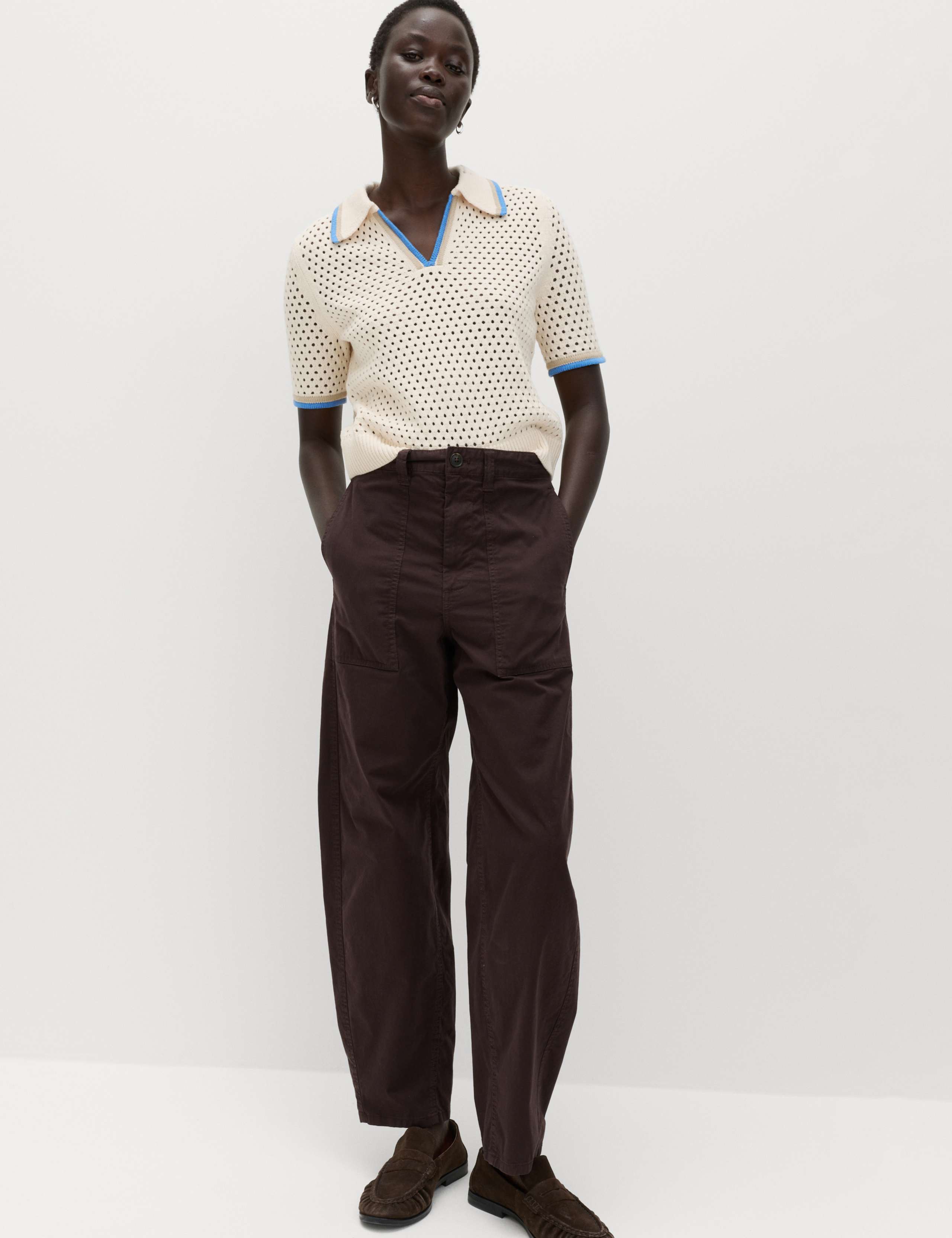 Cotton Rich Textured Cropped Knitted Top 3 of 6