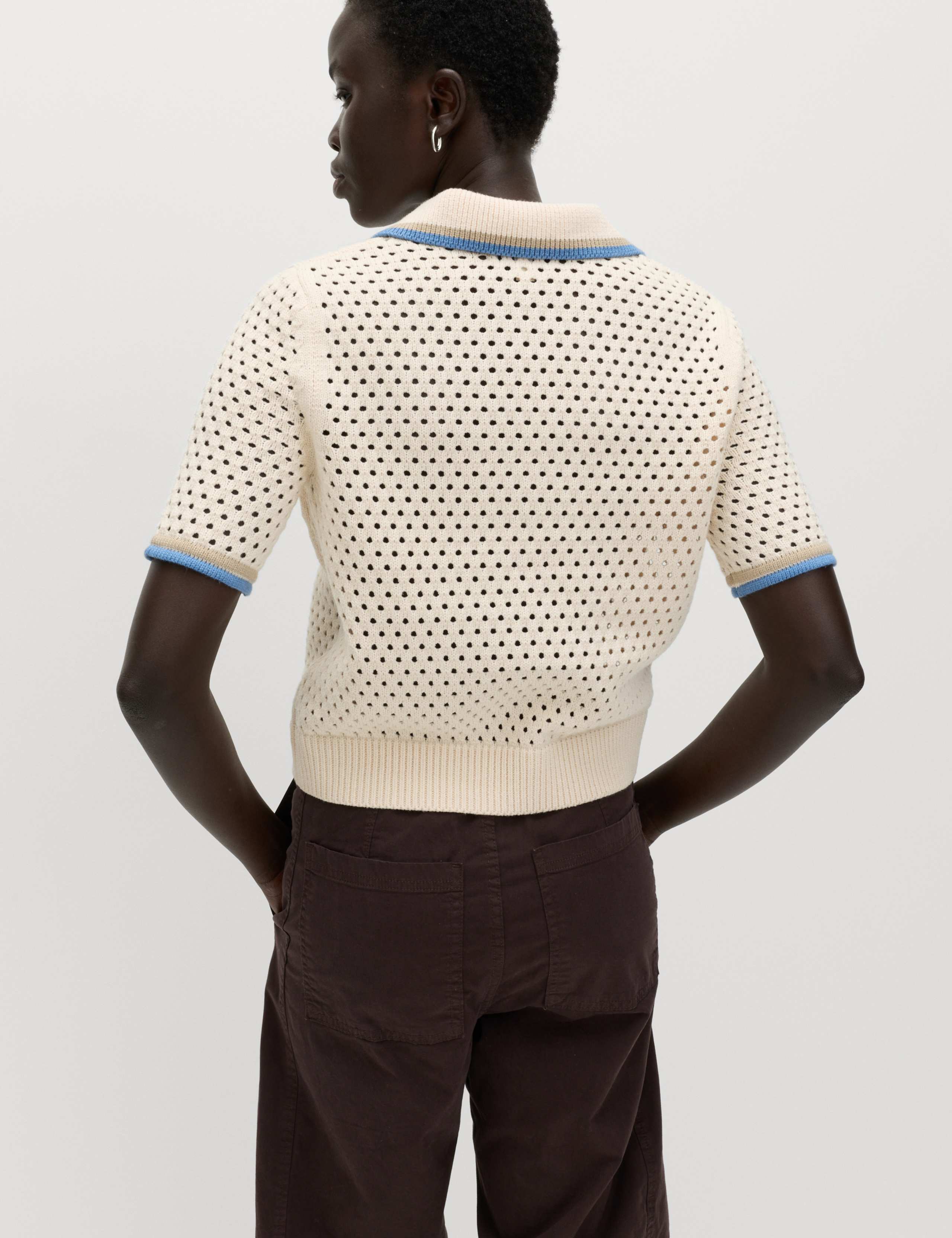 Cotton Rich Textured Cropped Knitted Top 5 of 6