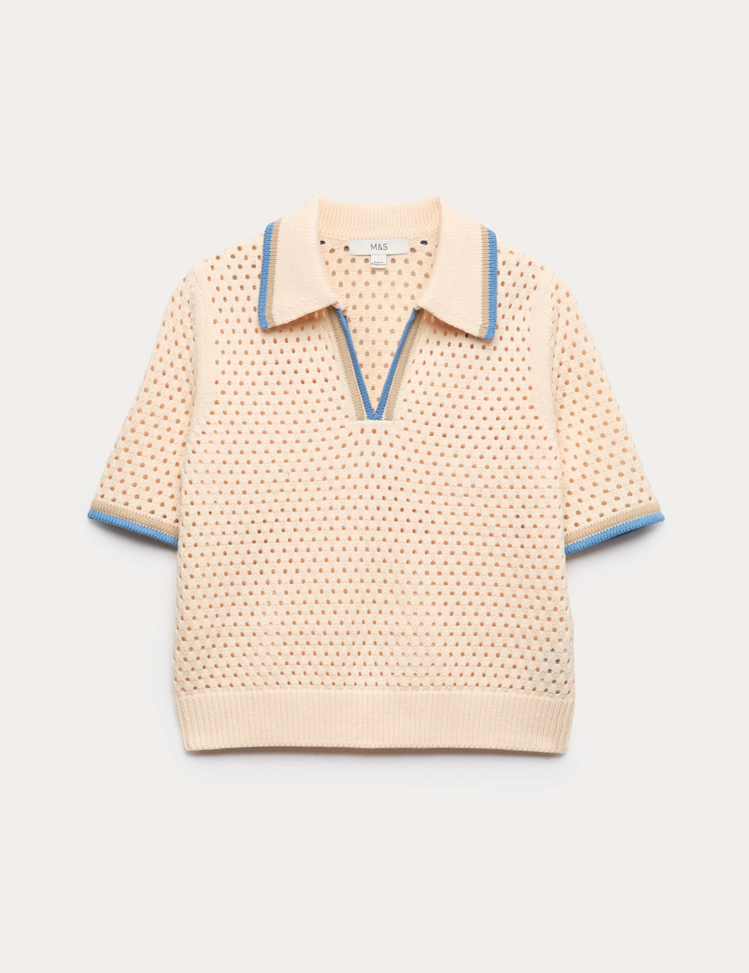 Cotton Rich Textured Cropped Knitted Top 2 of 6