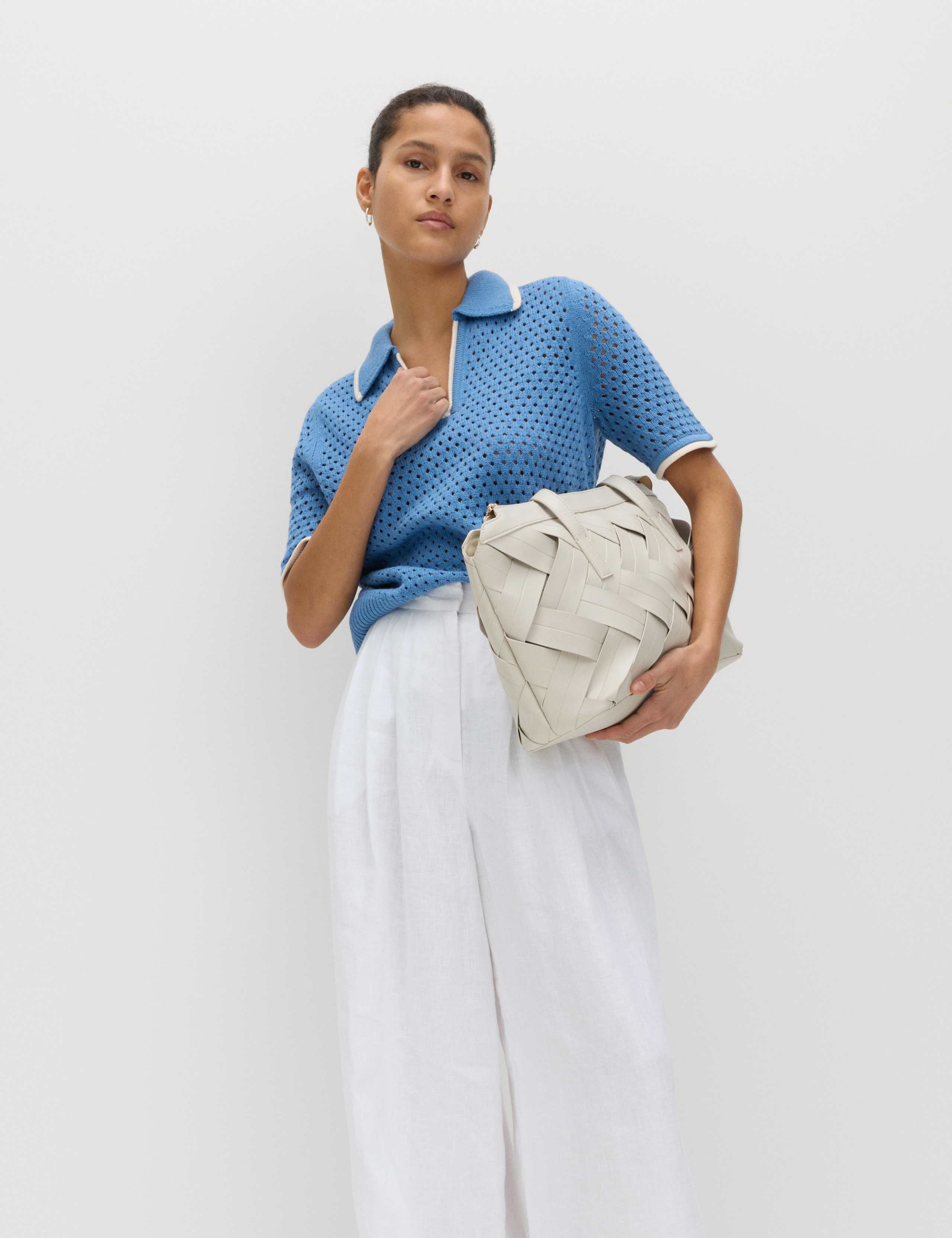 Cotton Rich Textured Cropped Knitted Top 3 of 6