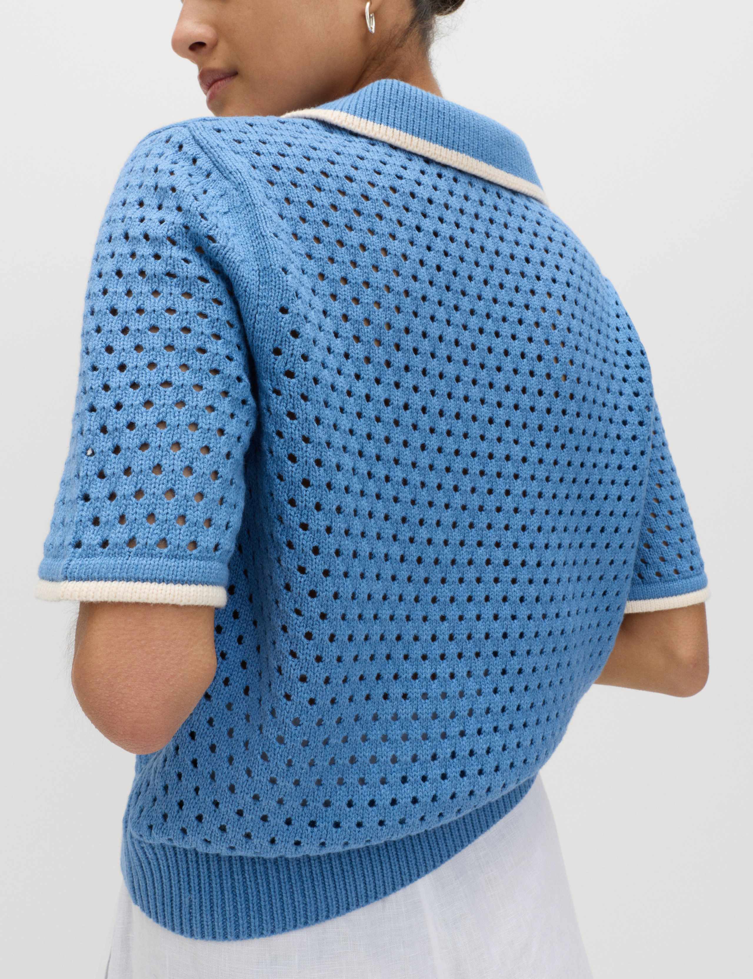 Cotton Rich Textured Cropped Knitted Top 4 of 6