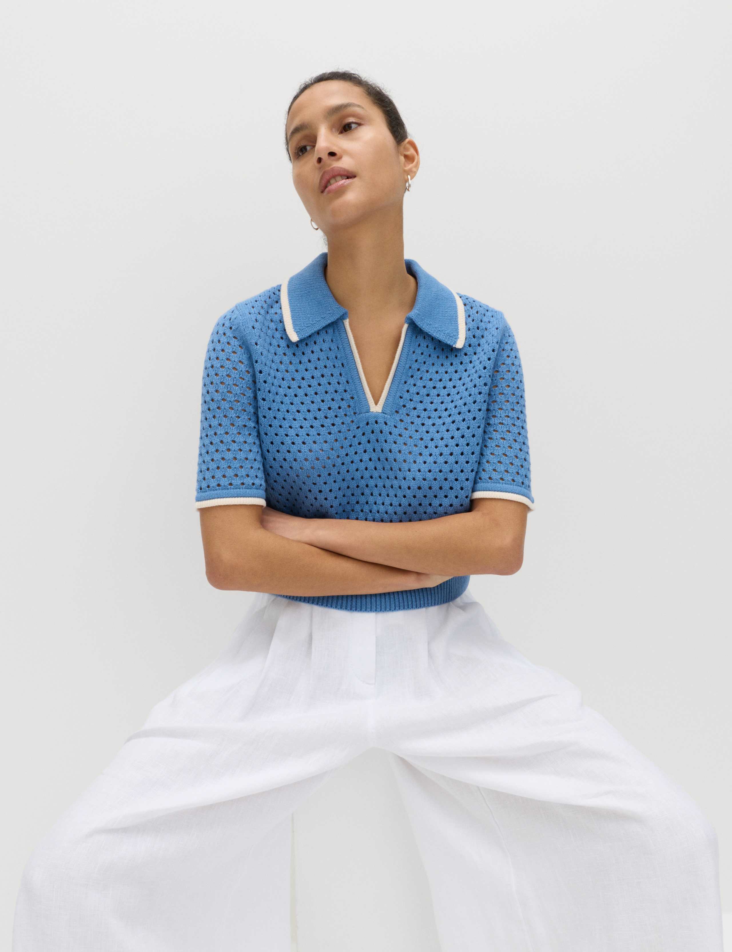 Cotton Rich Textured Cropped Knitted Top 5 of 6