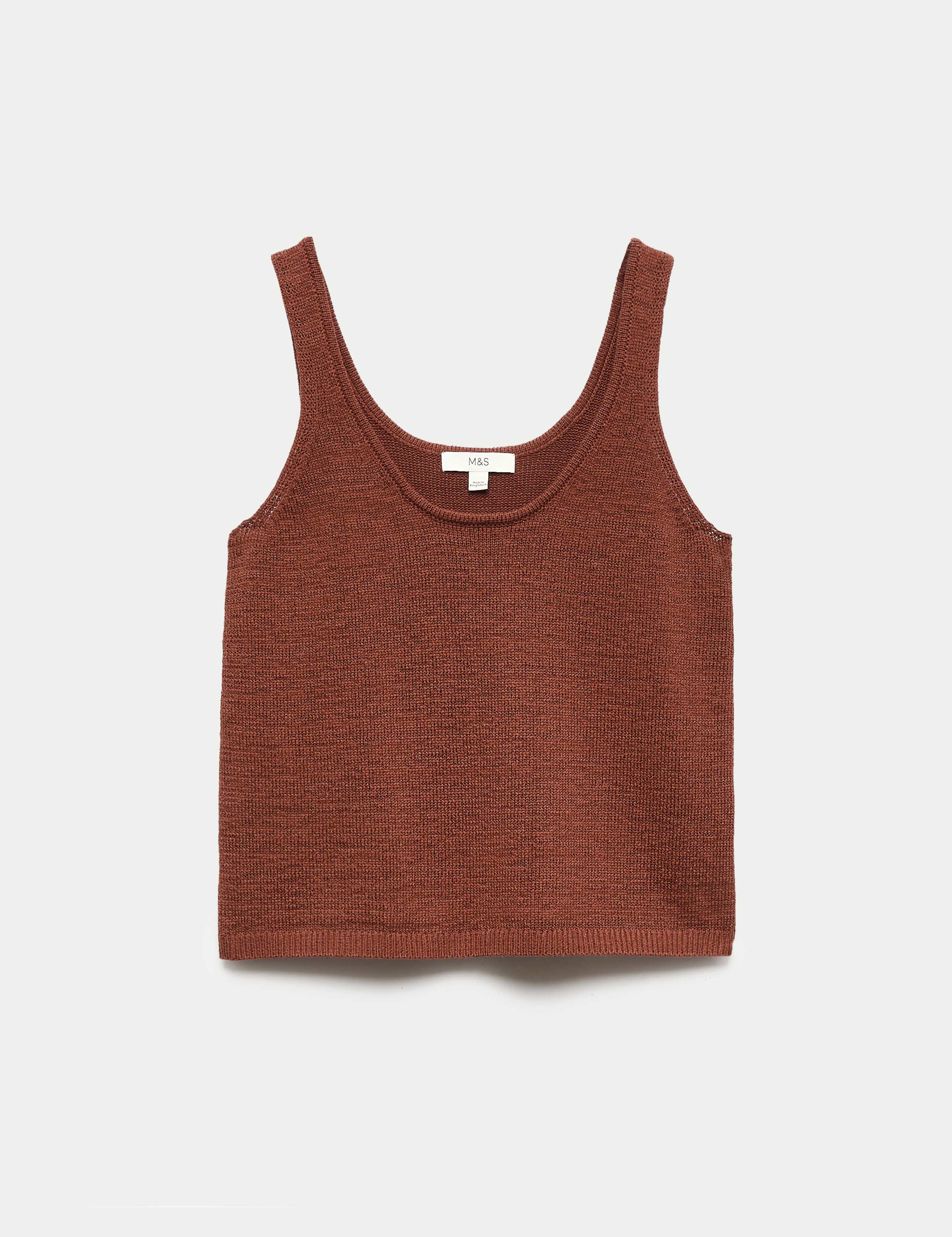Cotton Blend Textured Scoop Neck Knitted Vest 2 of 5