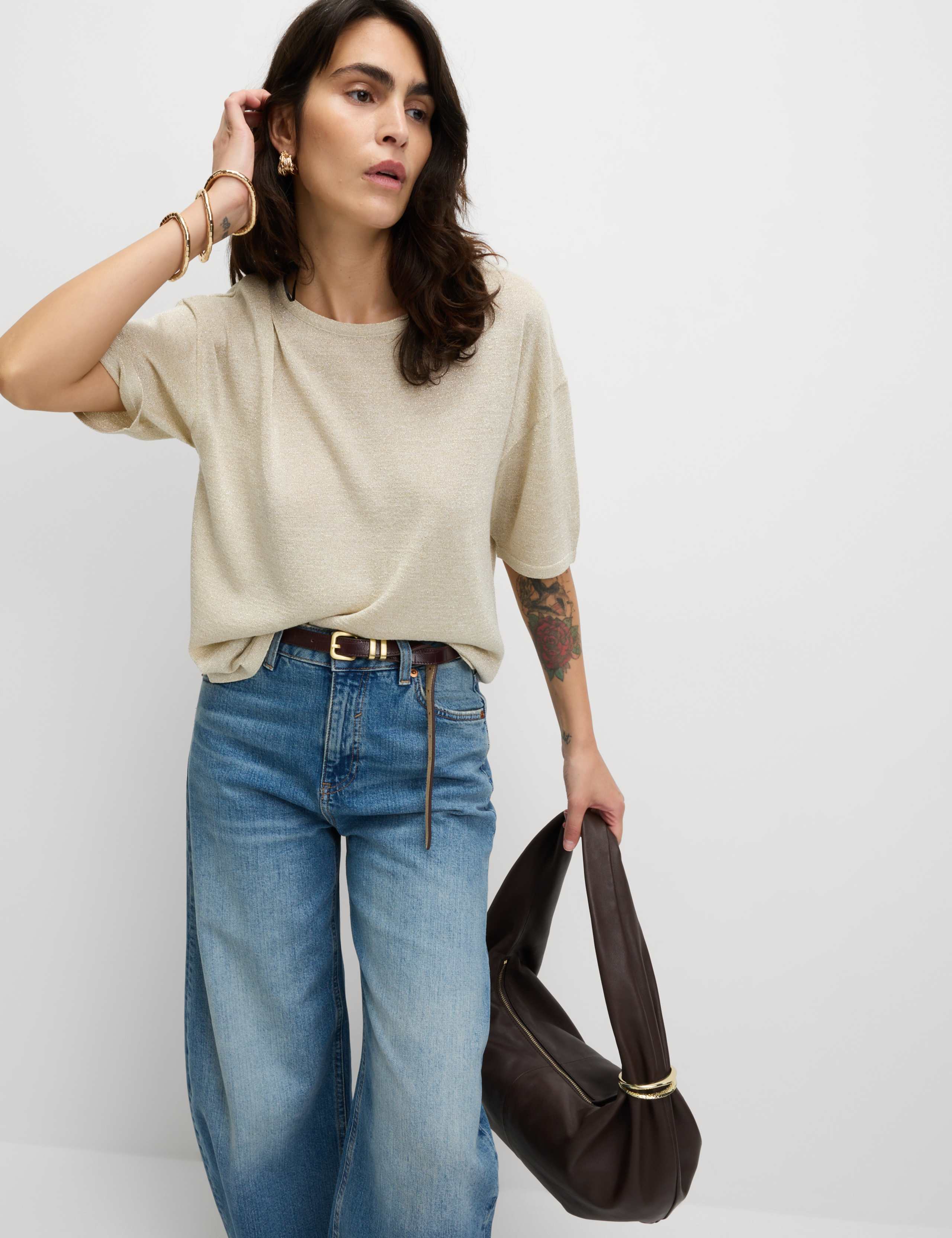Metallic Crew Neck Knitted Top 3 of 6