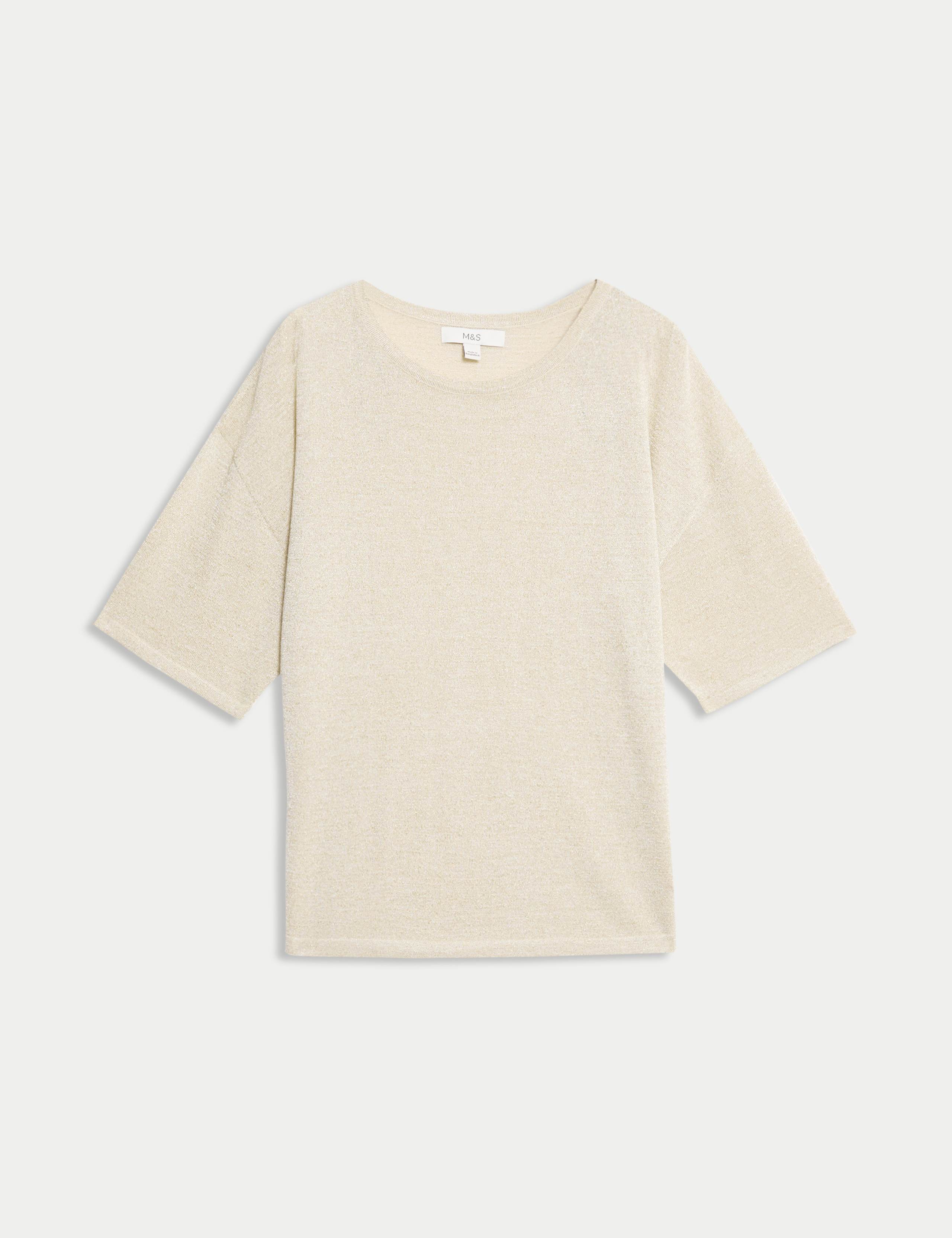 Metallic Crew Neck Knitted Top 2 of 6