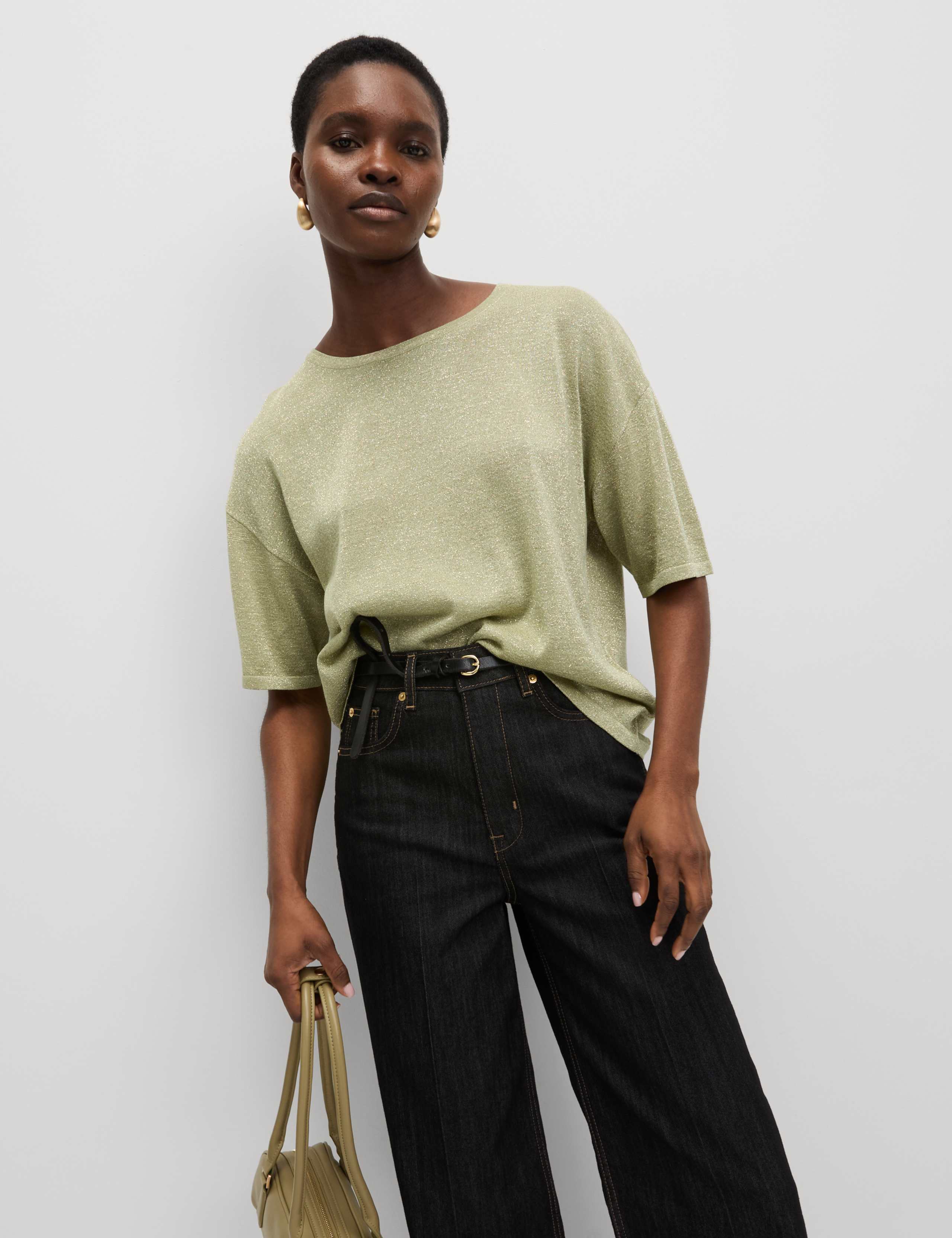 Metallic Crew Neck Knitted Top 5 of 7