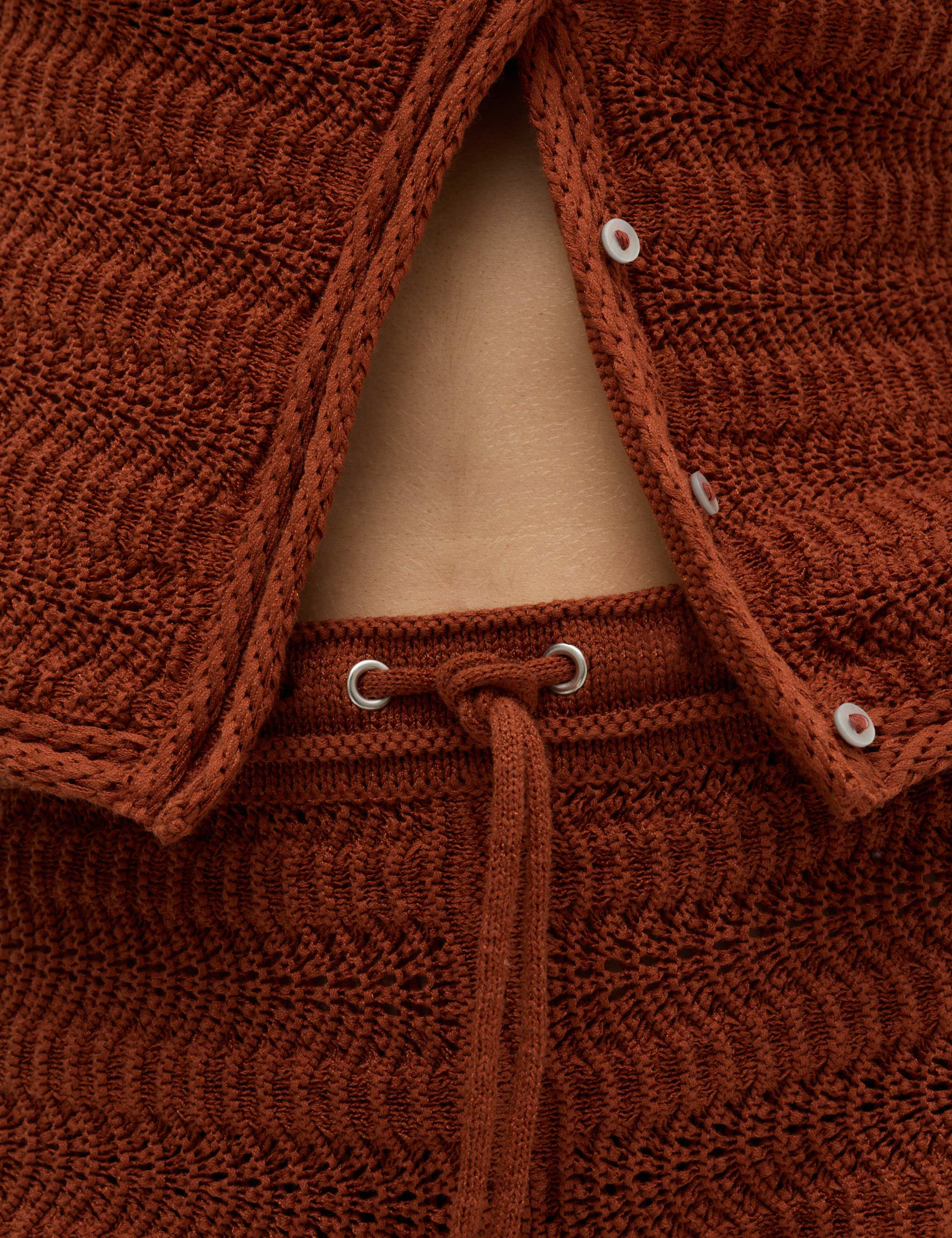 Cotton Blend Tie Front Knitted Shorts 4 of 7