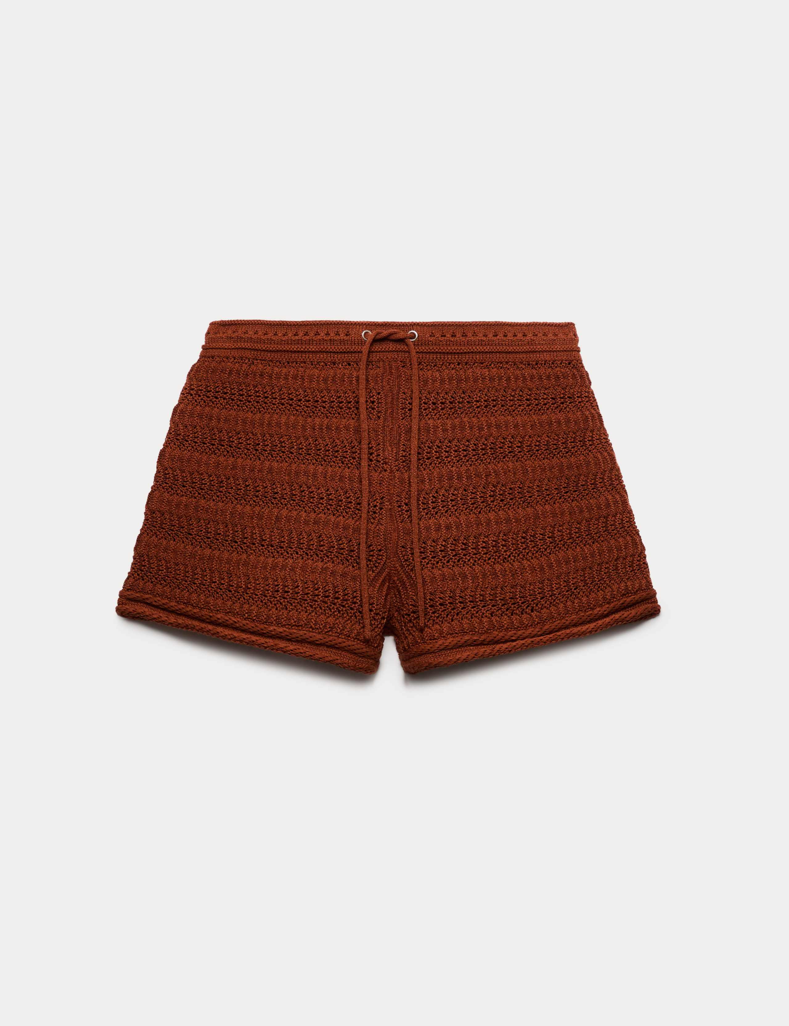 Cotton Blend Tie Front Knitted Shorts 2 of 7