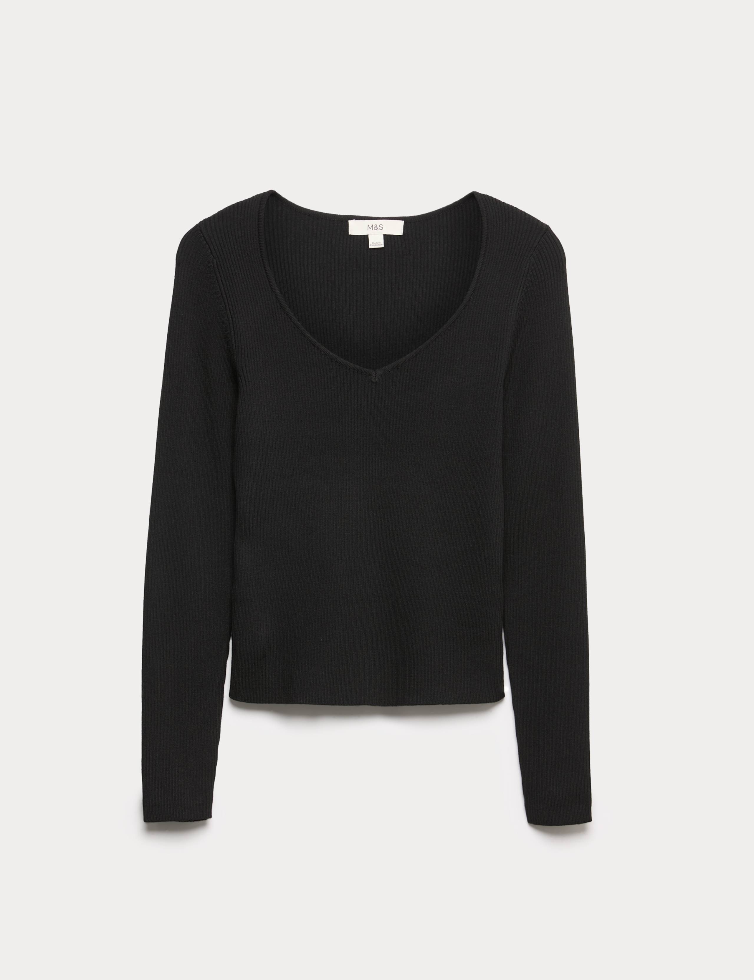 Ribbed Sweetheart Fitted Knitted Top 2 of 5