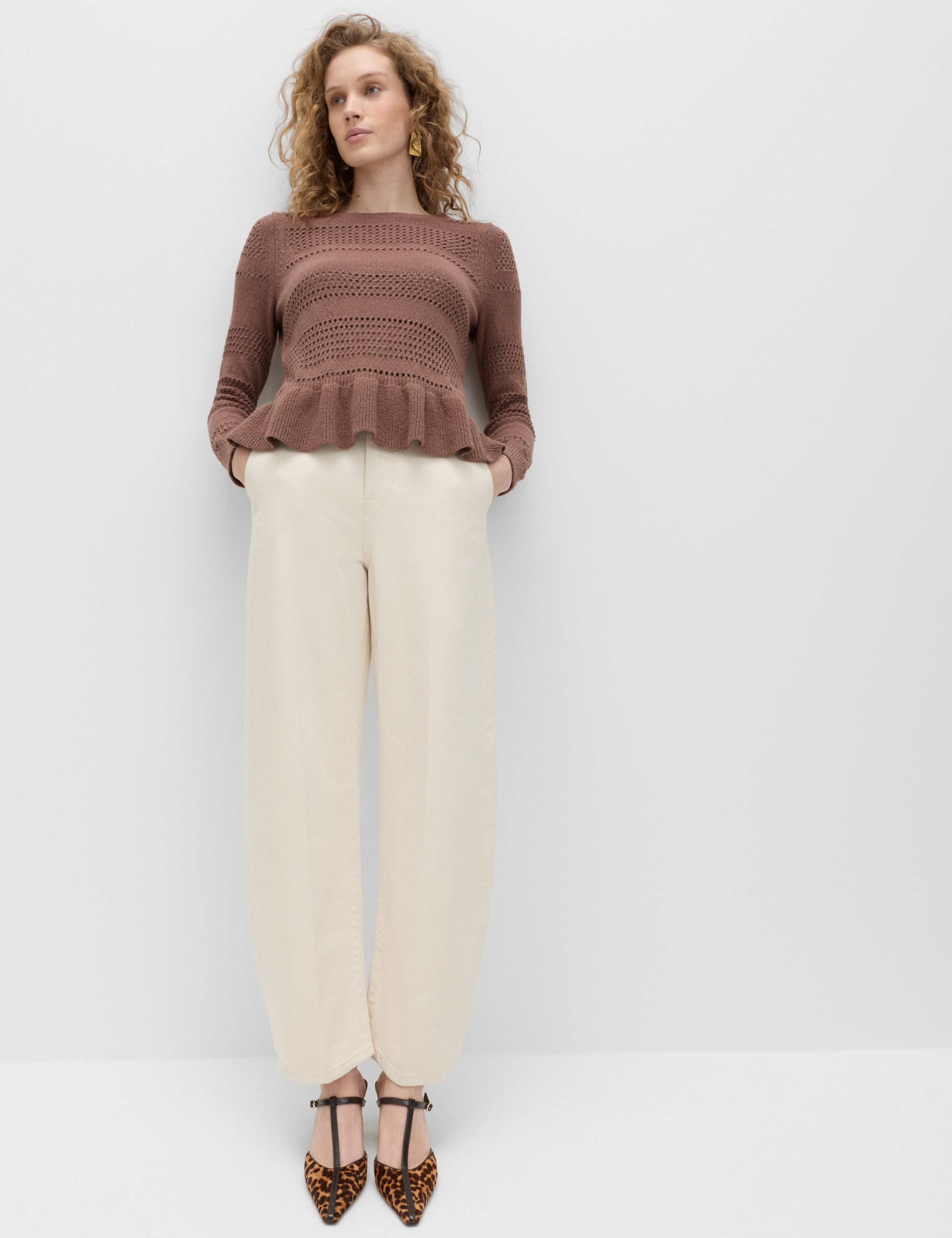 Cotton Blend Pointelle Ruffle Jumper 3 of 5