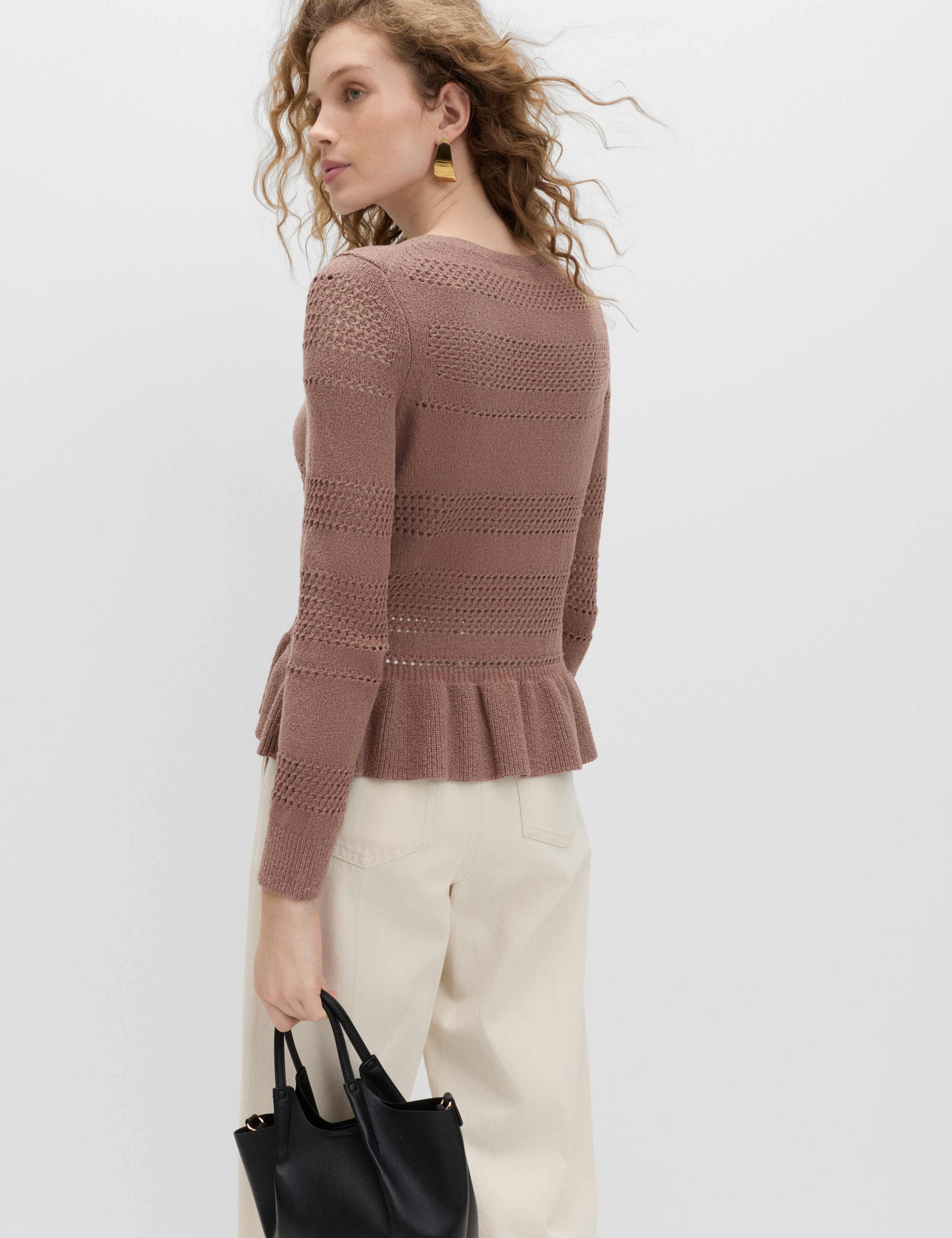 Cotton Blend Pointelle Ruffle Jumper 4 of 5