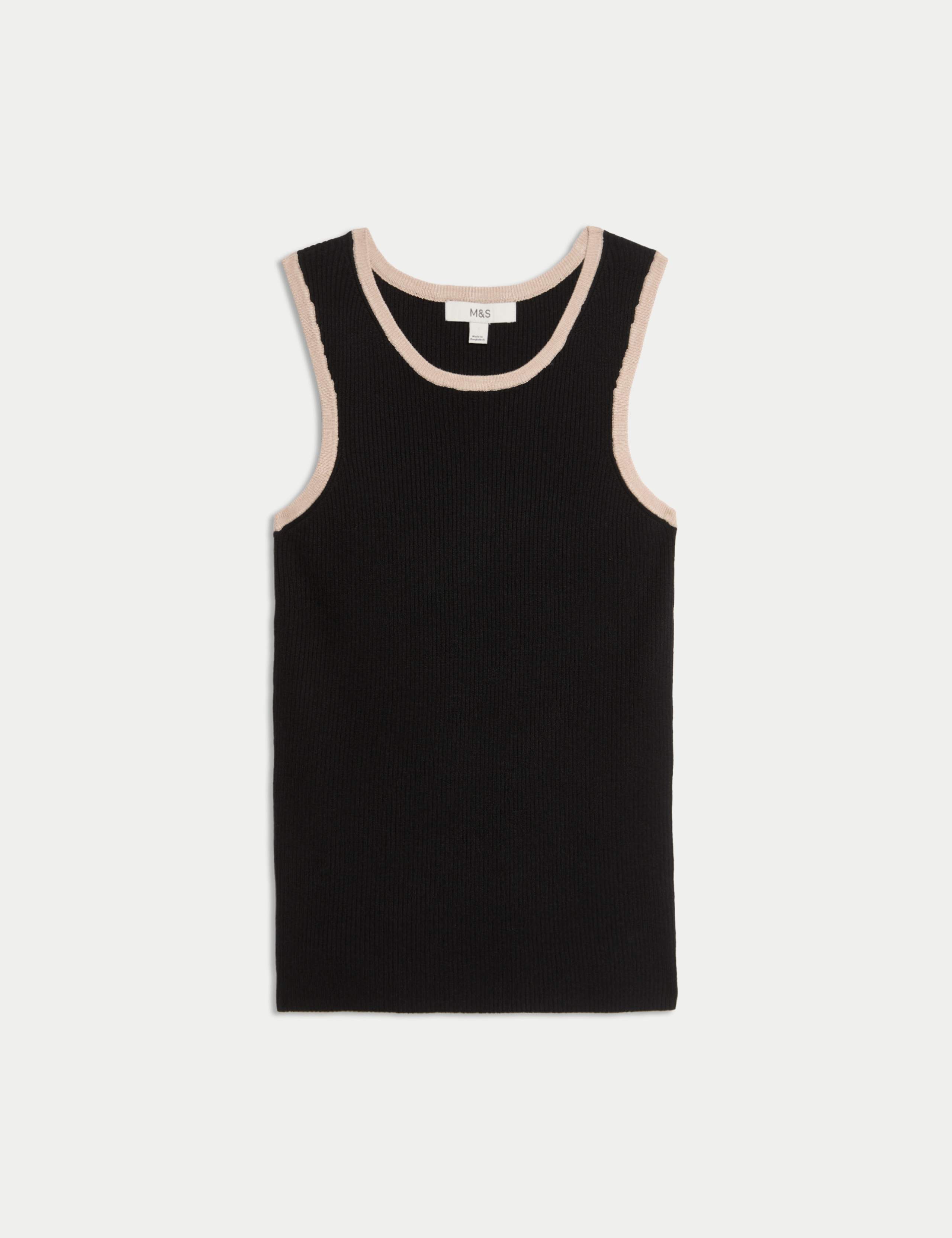 Ribbed Fitted Tipped Detail Vest 2 of 6
