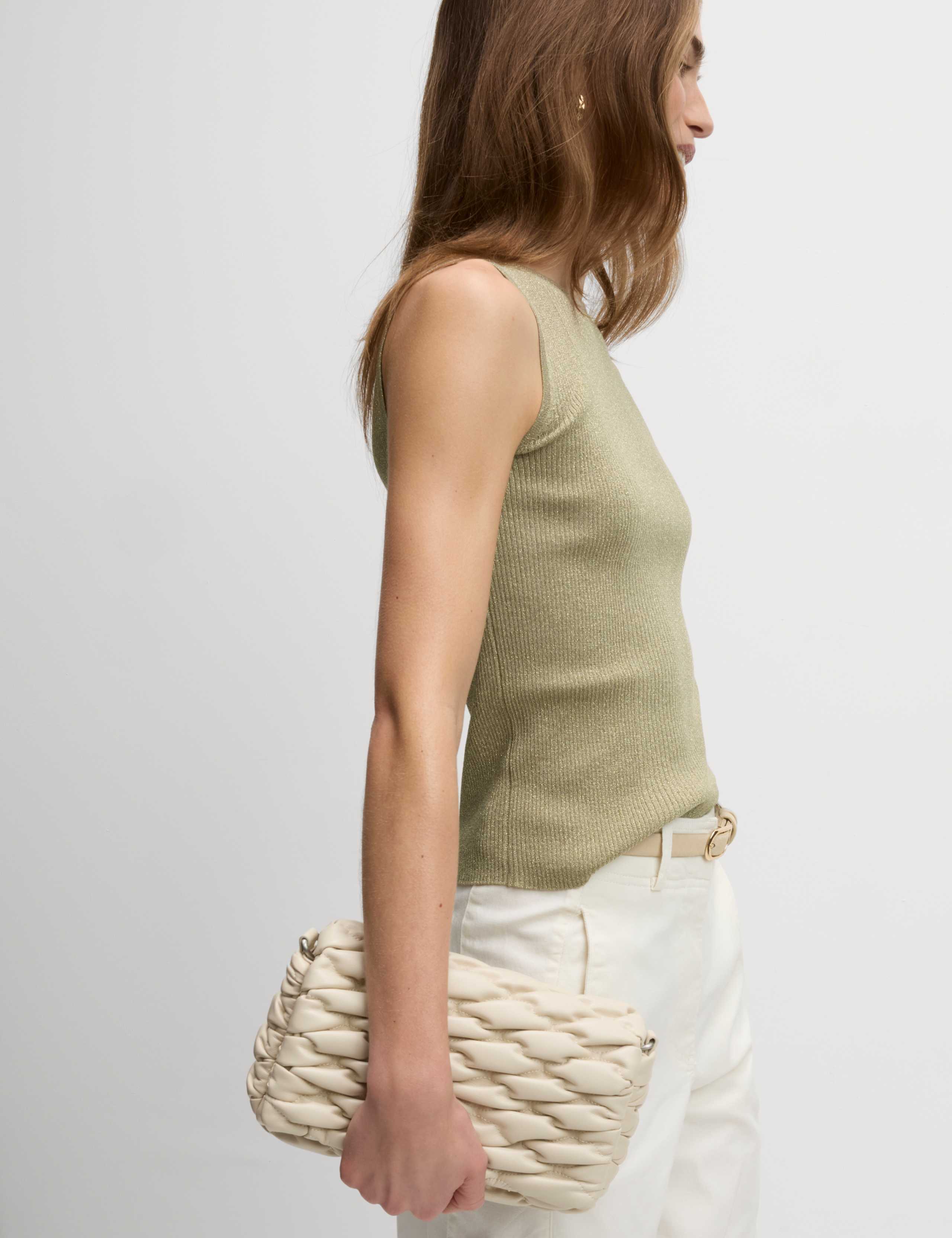 Metallic Ribbed Crew Neck Cropped Vest Top 5 of 6