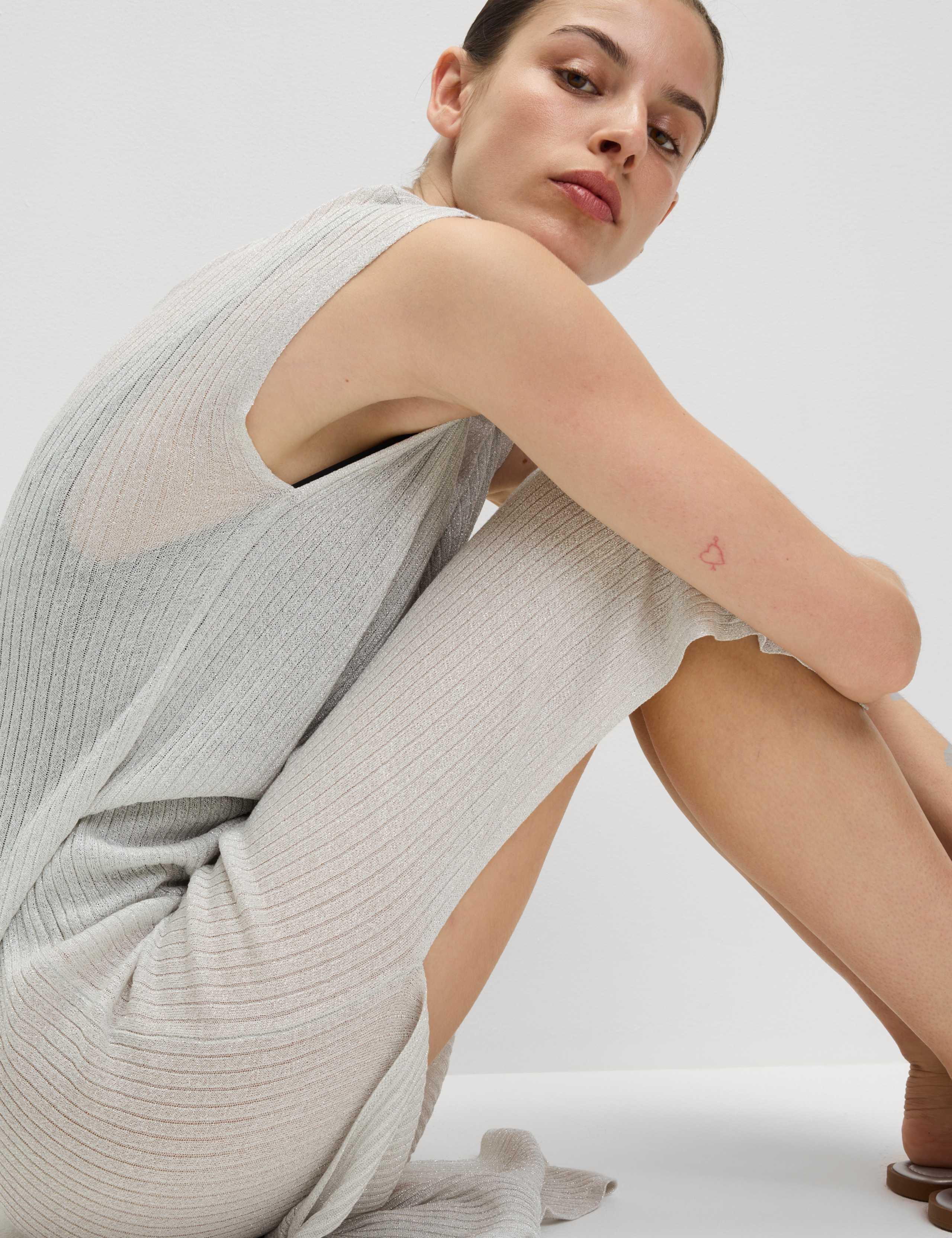 Metallic Round Neck Midi Beach Dress 1 of 8