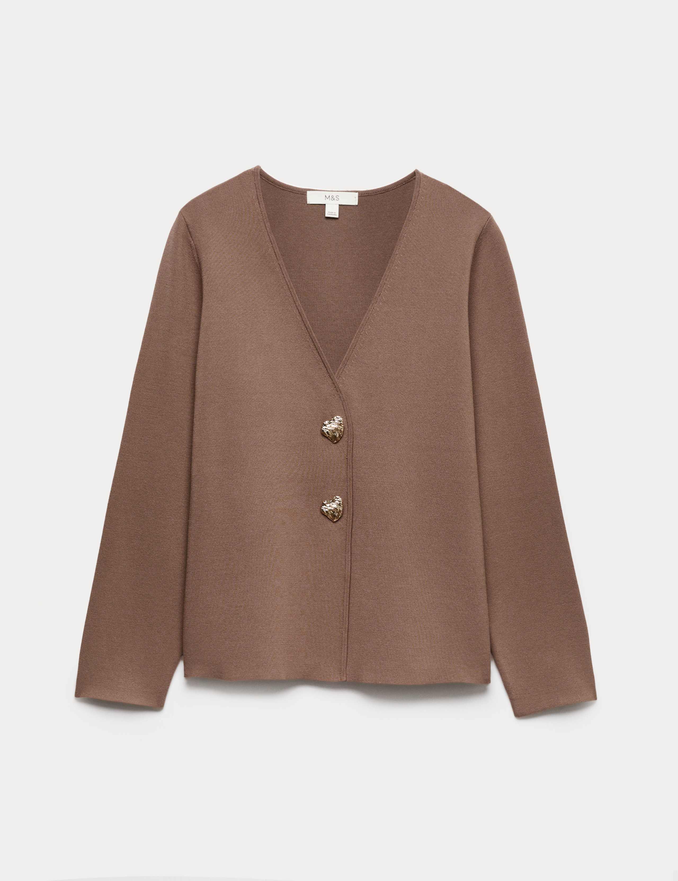 V-Neck Slim Fit Button Front Knitted Jacket 2 of 5