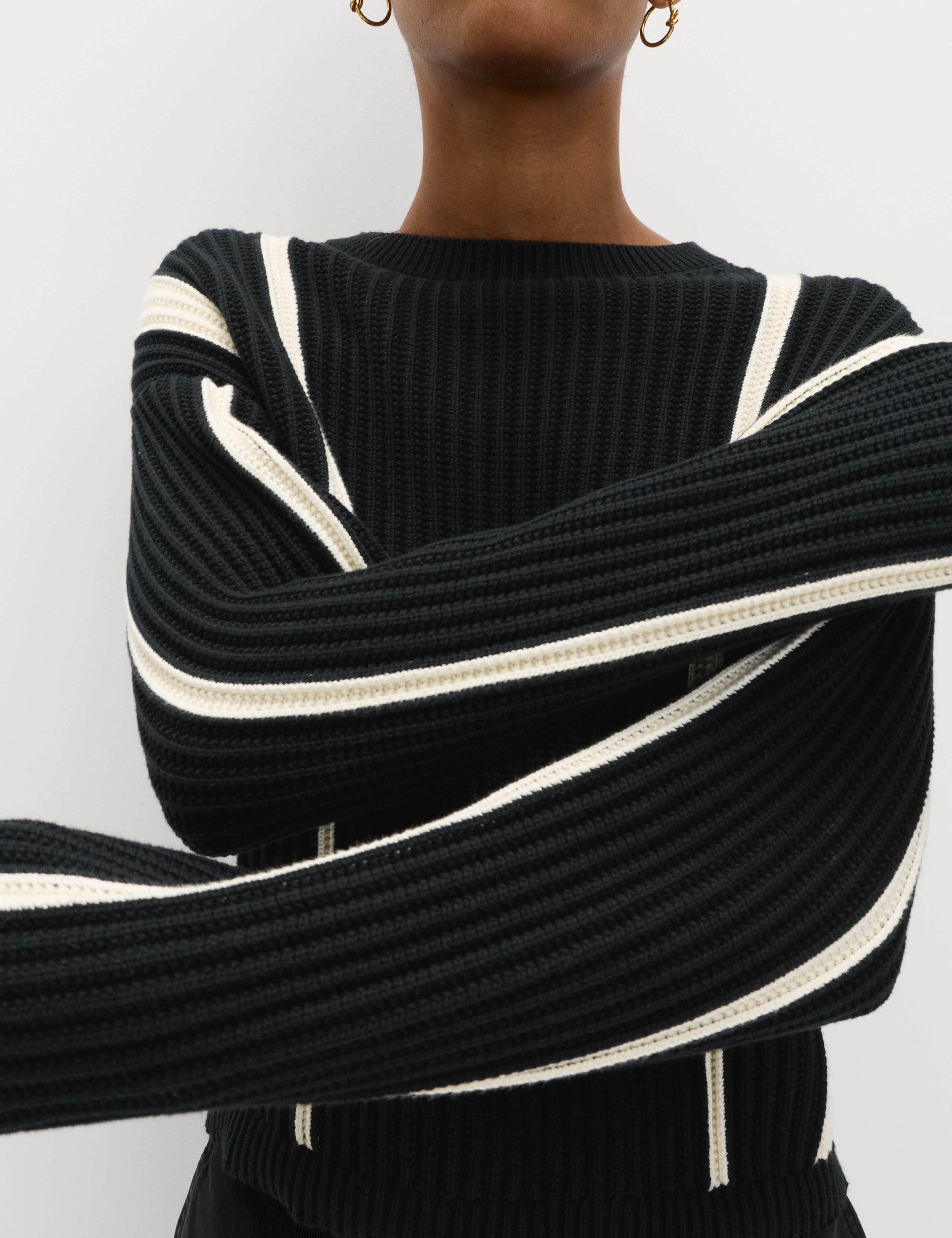 Cotton Rich Striped Ribbed Relaxed Jumper 4 of 6