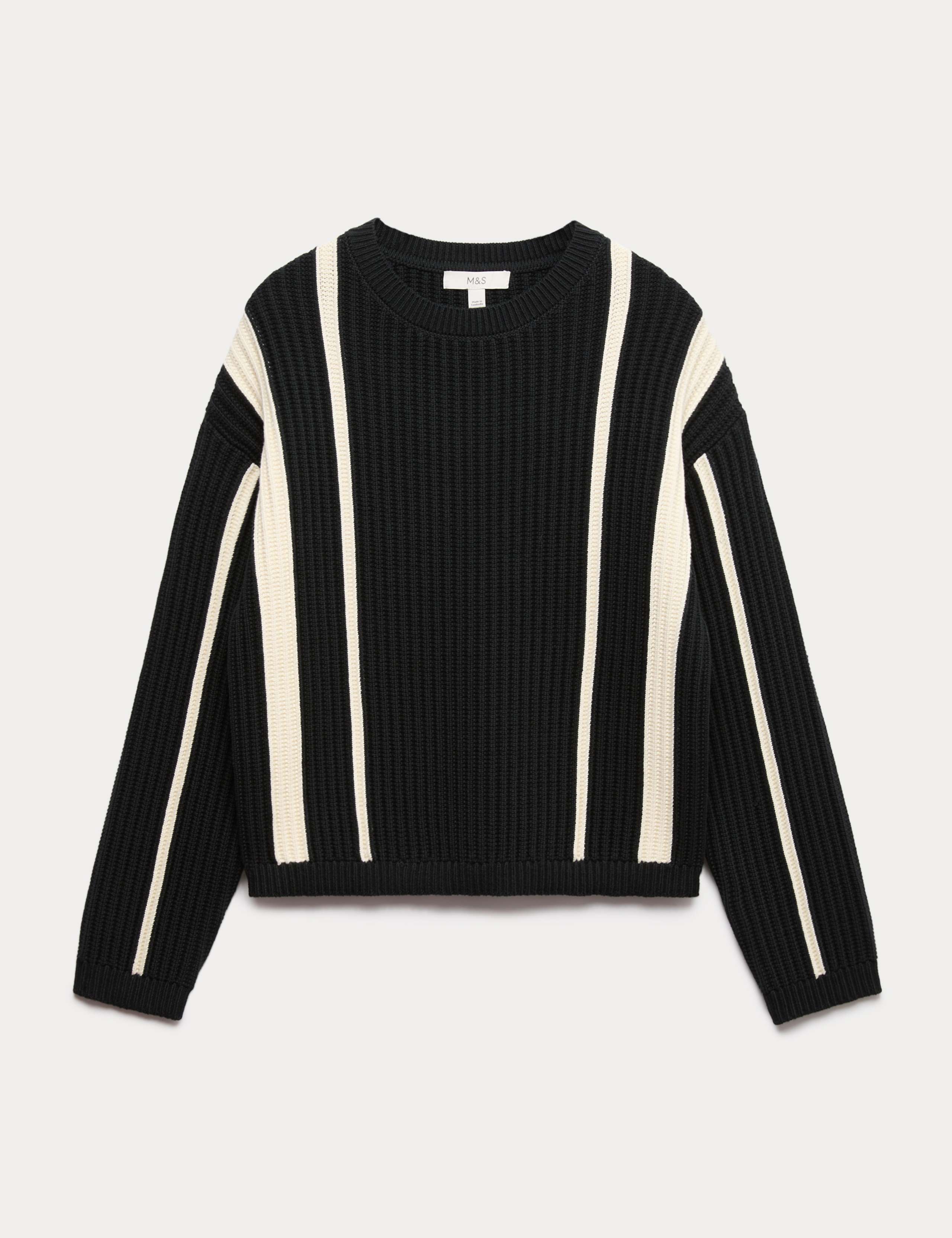 Cotton Rich Striped Ribbed Relaxed Jumper 2 of 6