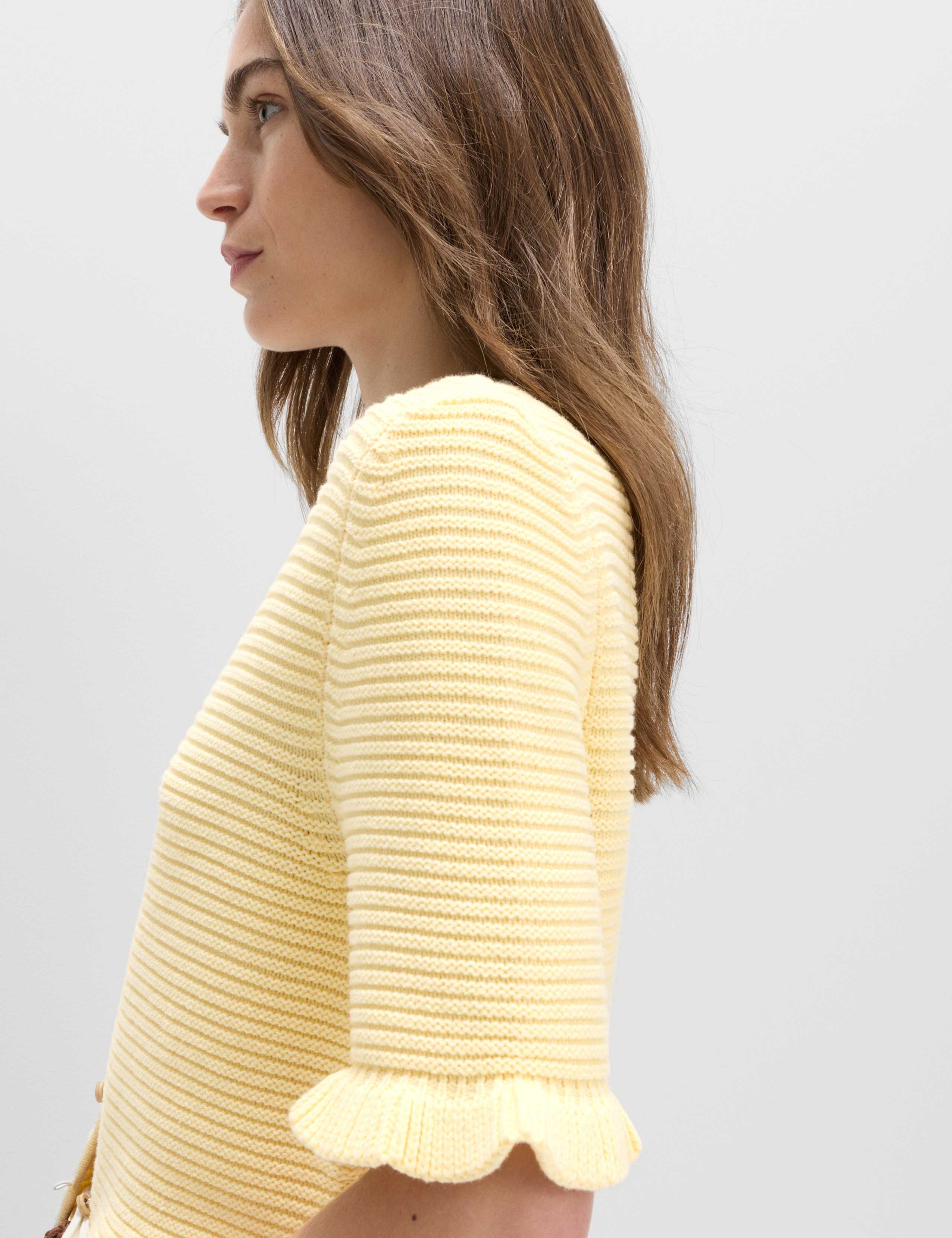 Cotton Rich Ruffle Detail Cardigan 3 of 6