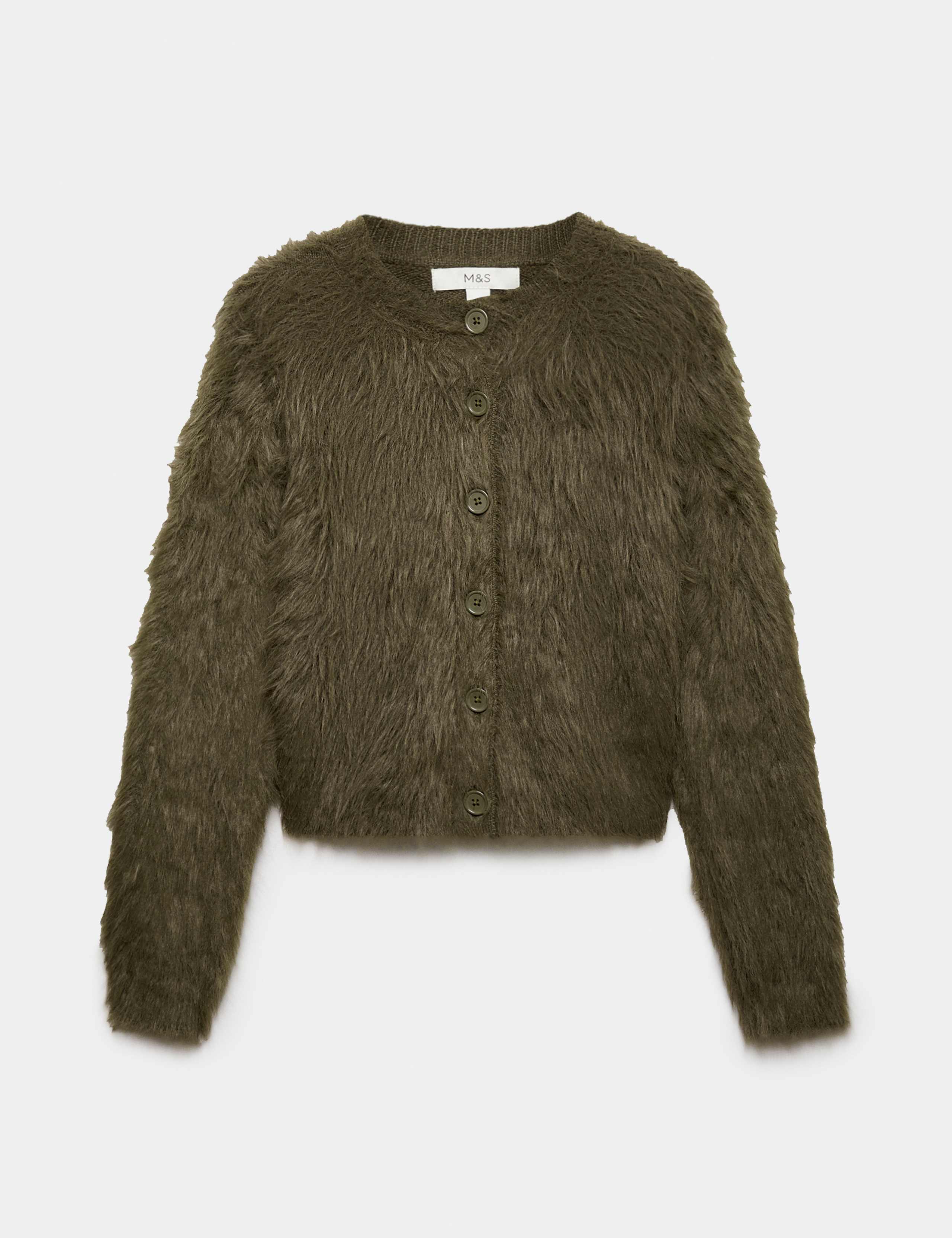 Textured Button Front Slim Cropped Cardigan 2 of 4