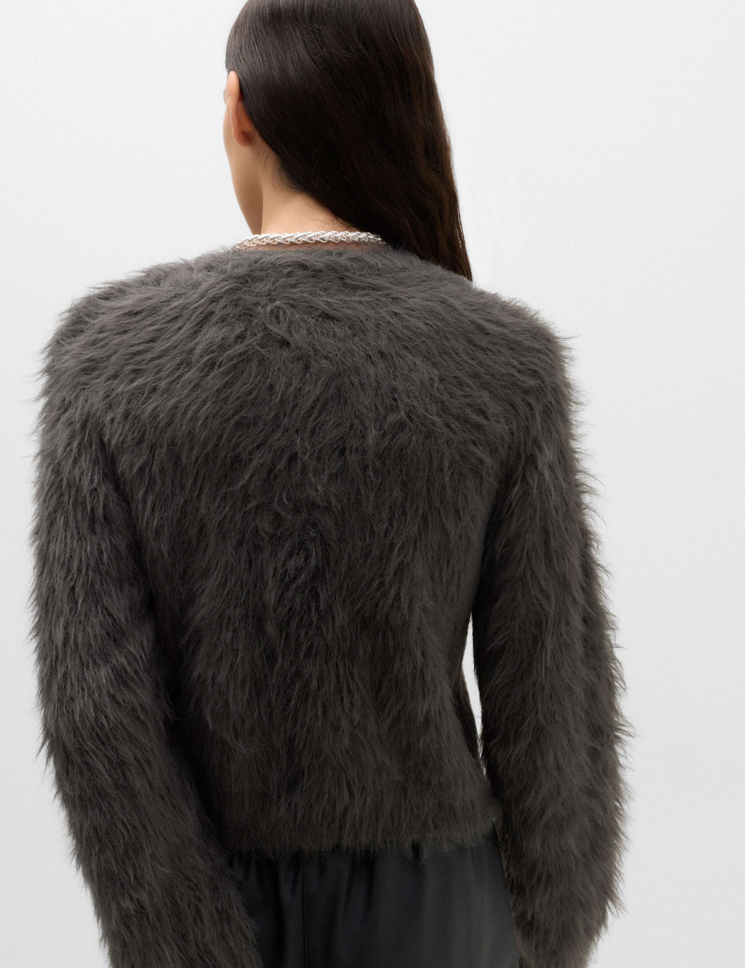 Textured Button Front Slim Cropped Cardigan 5 of 6