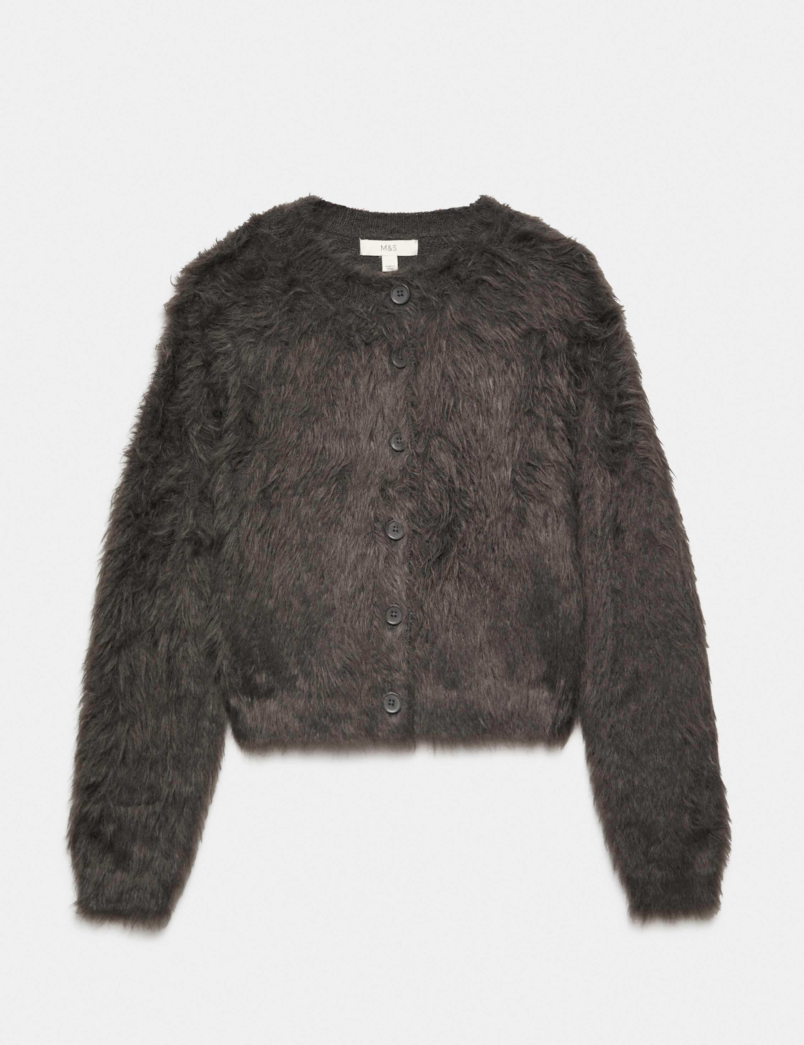 Textured Button Front Slim Cropped Cardigan 2 of 6