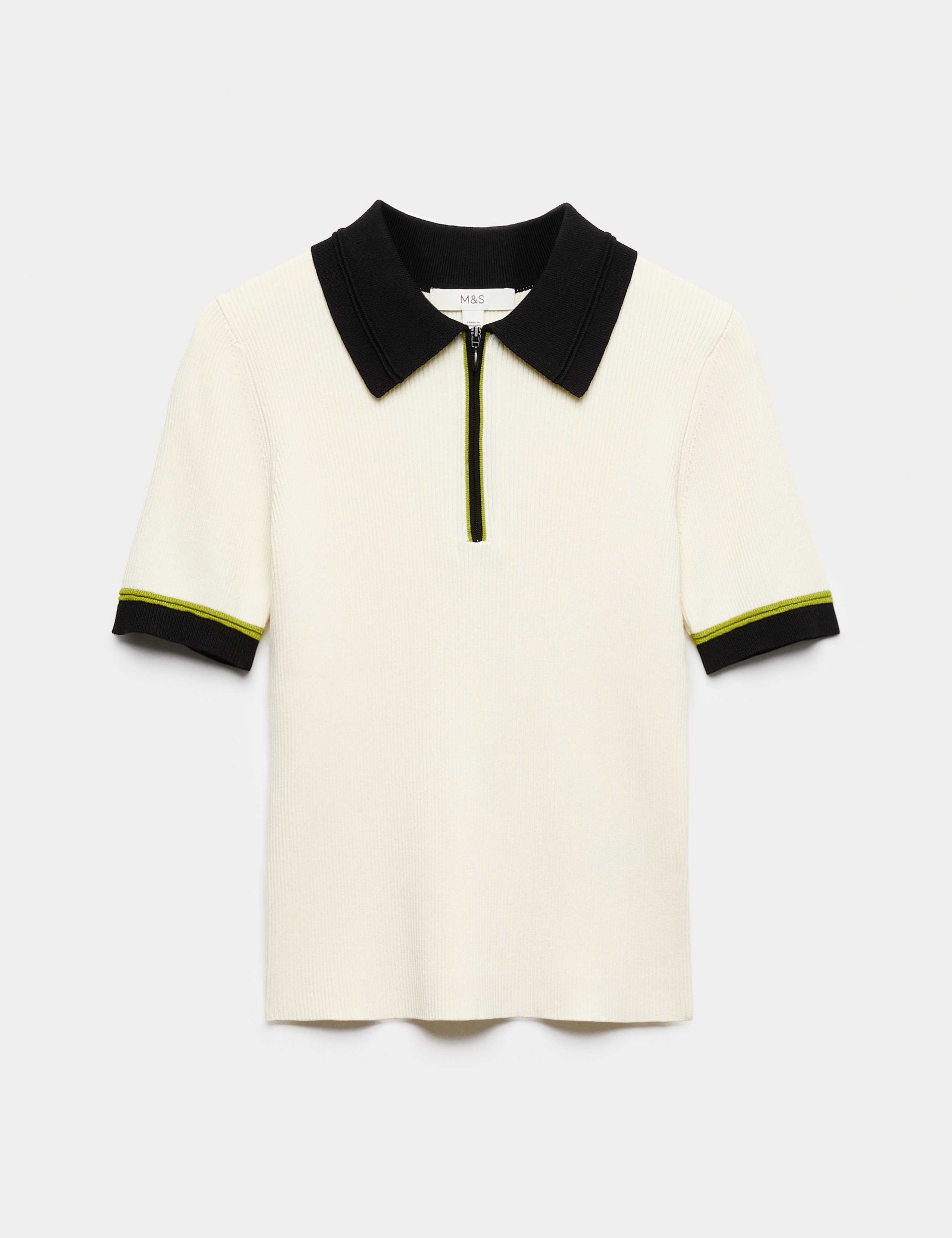 Collared Half Zip Fitted Knitted Top 1 of 1