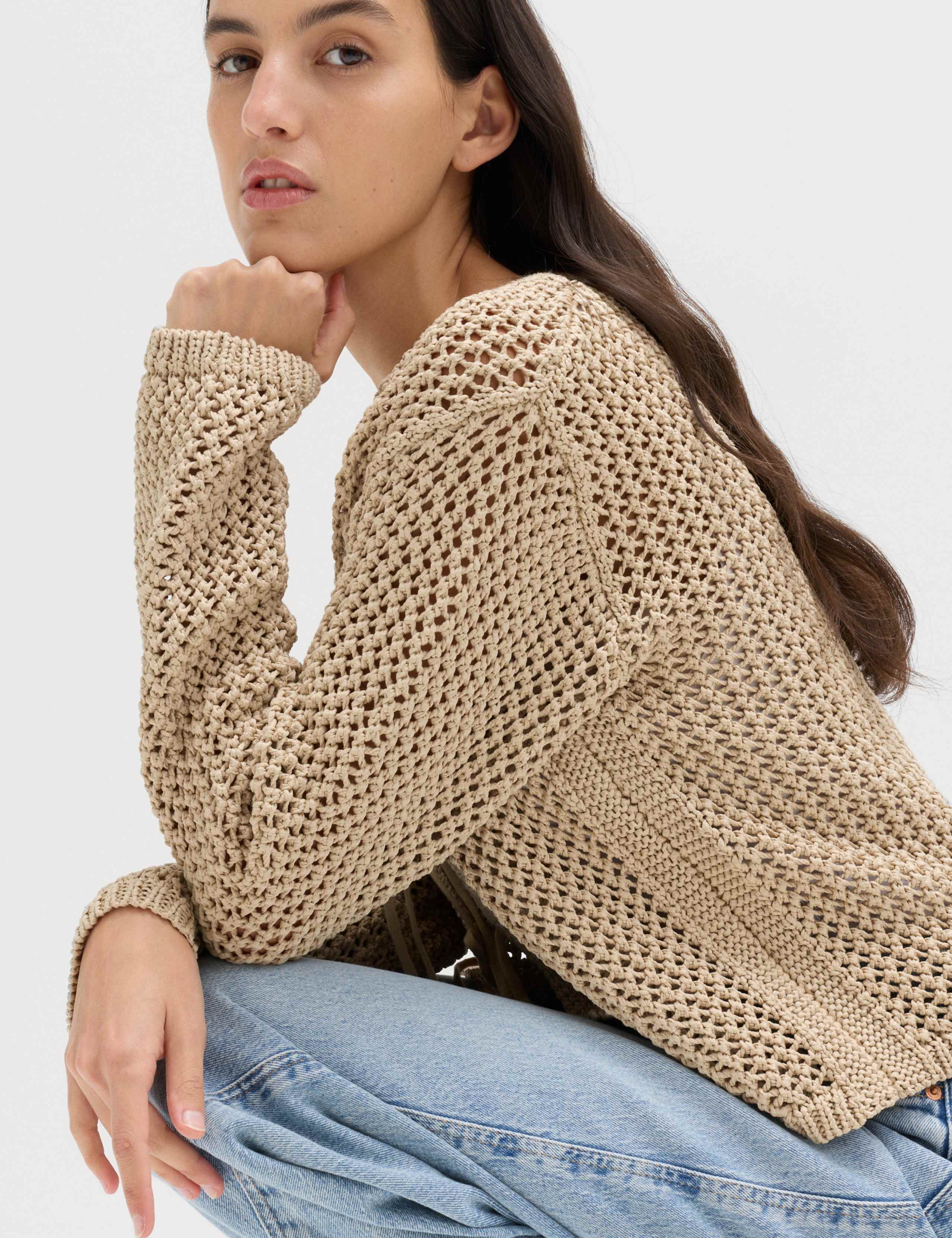 Textured Tie Front Slim Fit Cropped Cardigan 4 of 5