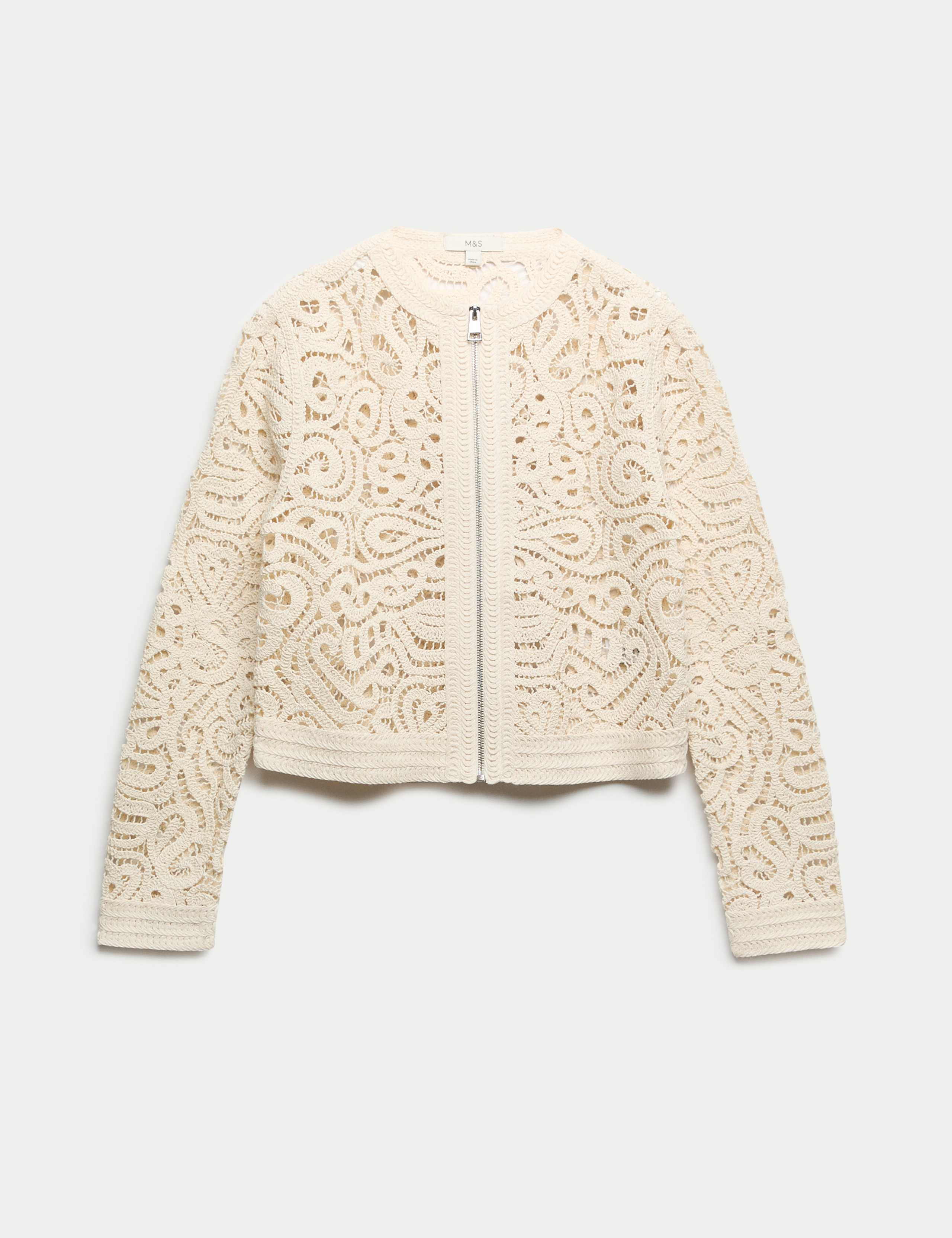 Cotton Rich Textured Cropped Knitted Jacket 2 of 7