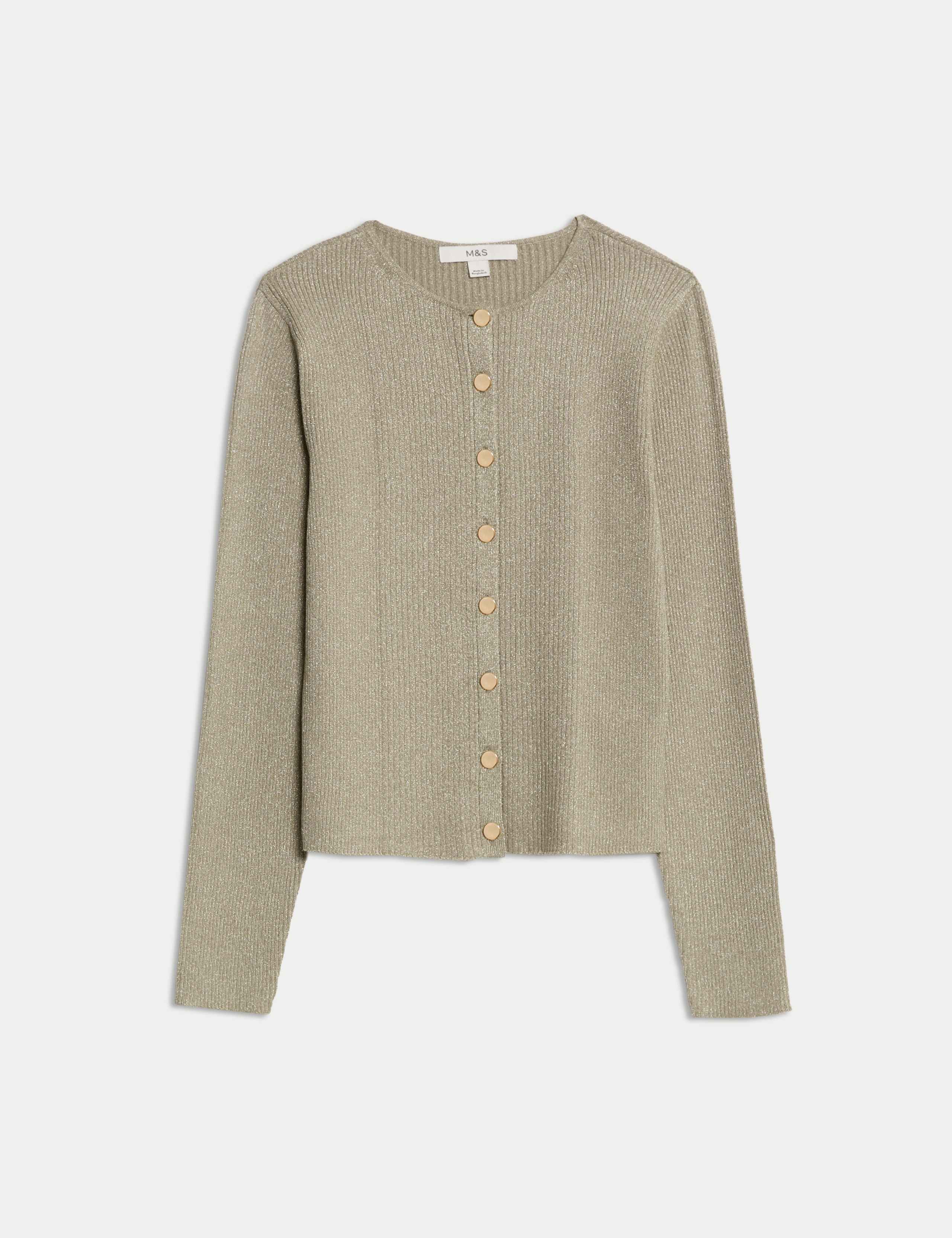 Metallic Crew Neck Slim Fit Cardigan 2 of 7