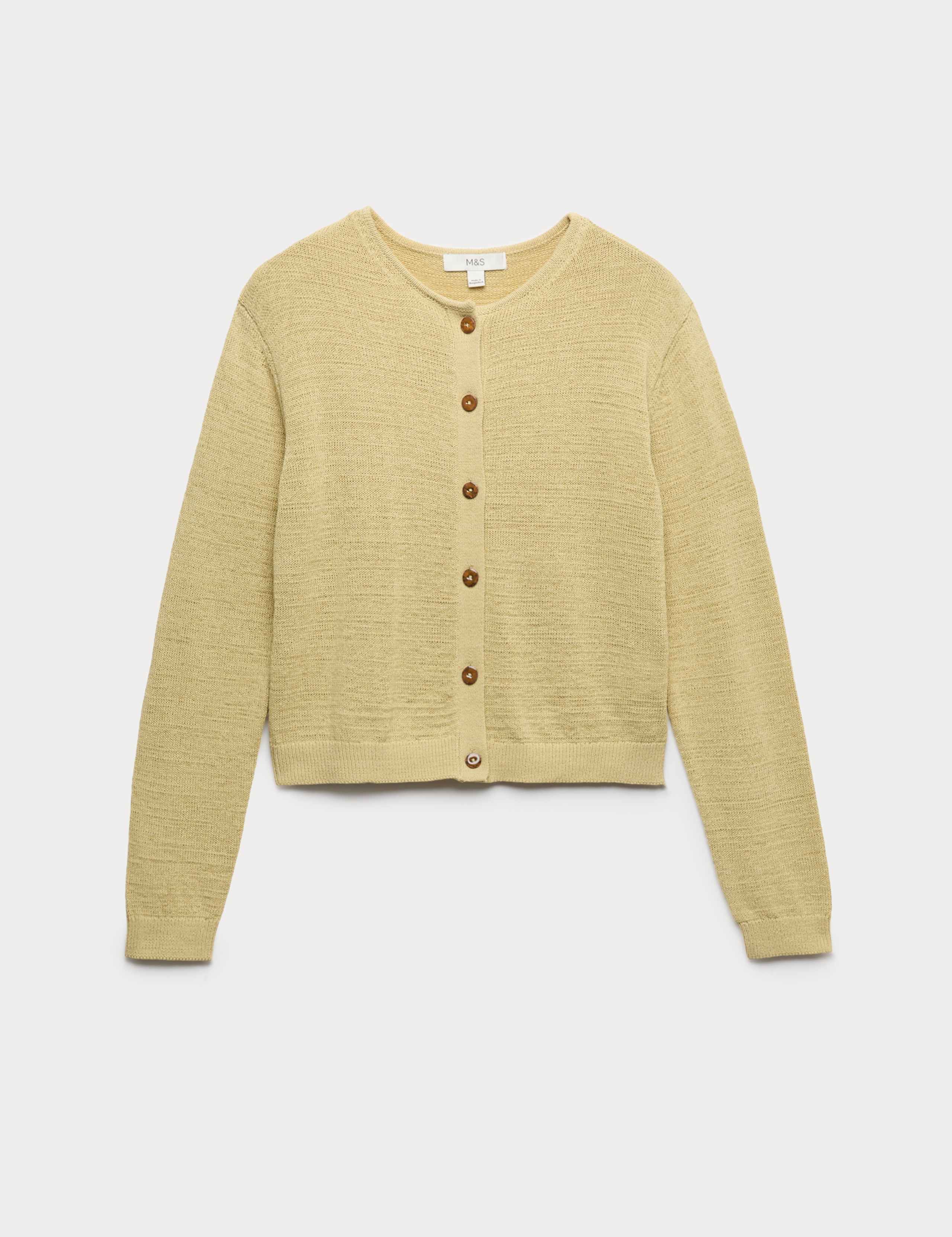 Cotton Rich Button Through Cropped Cardigan 2 of 6