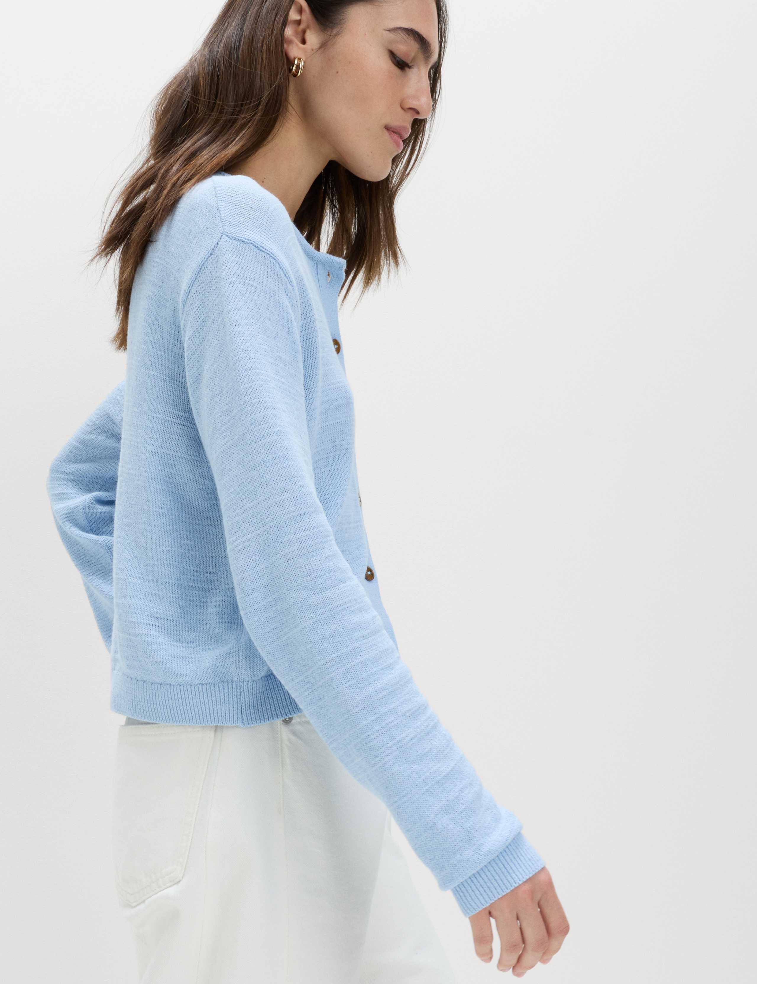 Cotton Rich Button Through Cropped Cardigan 6 of 7