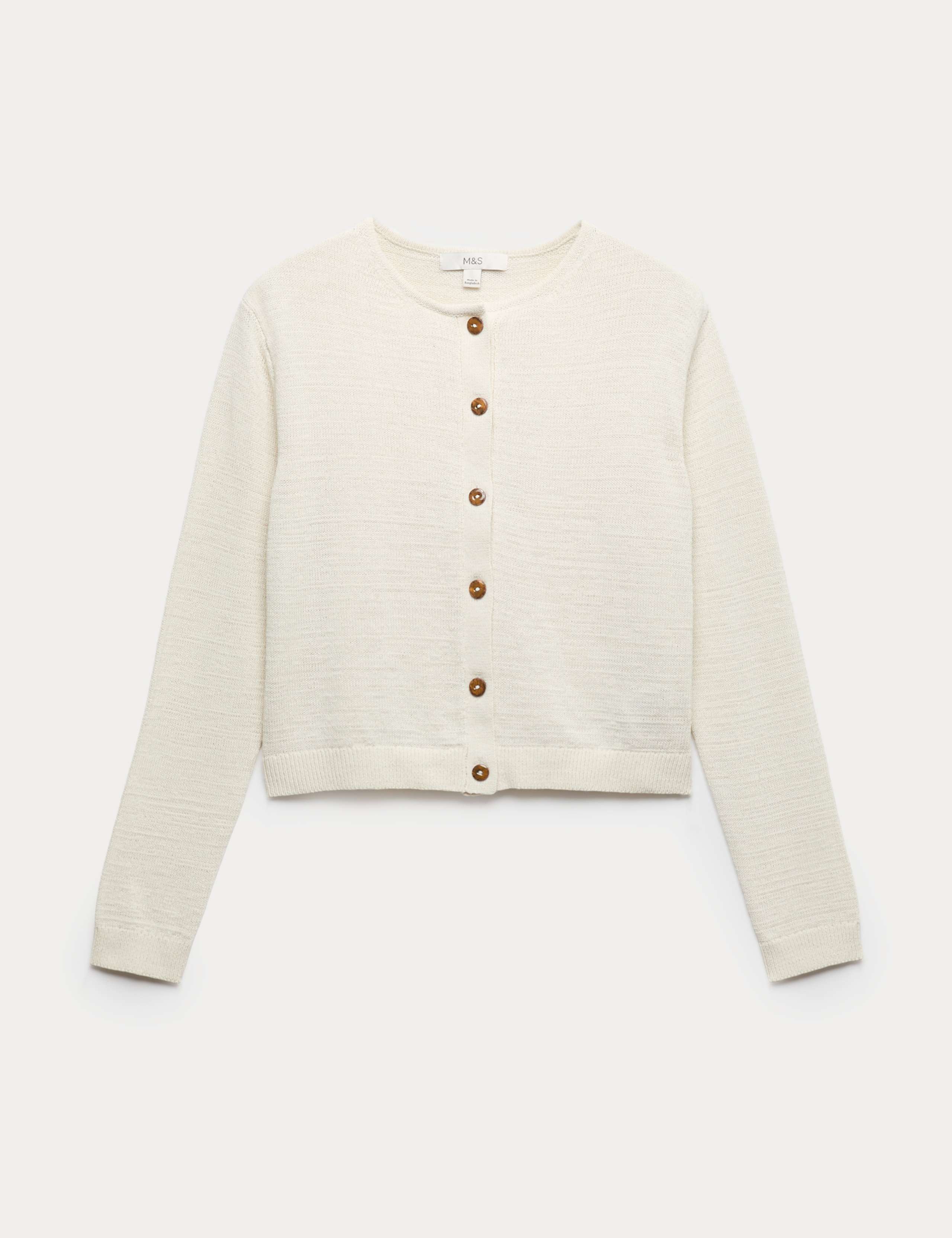 Cotton Rich Button Through Cropped Cardigan 2 of 5