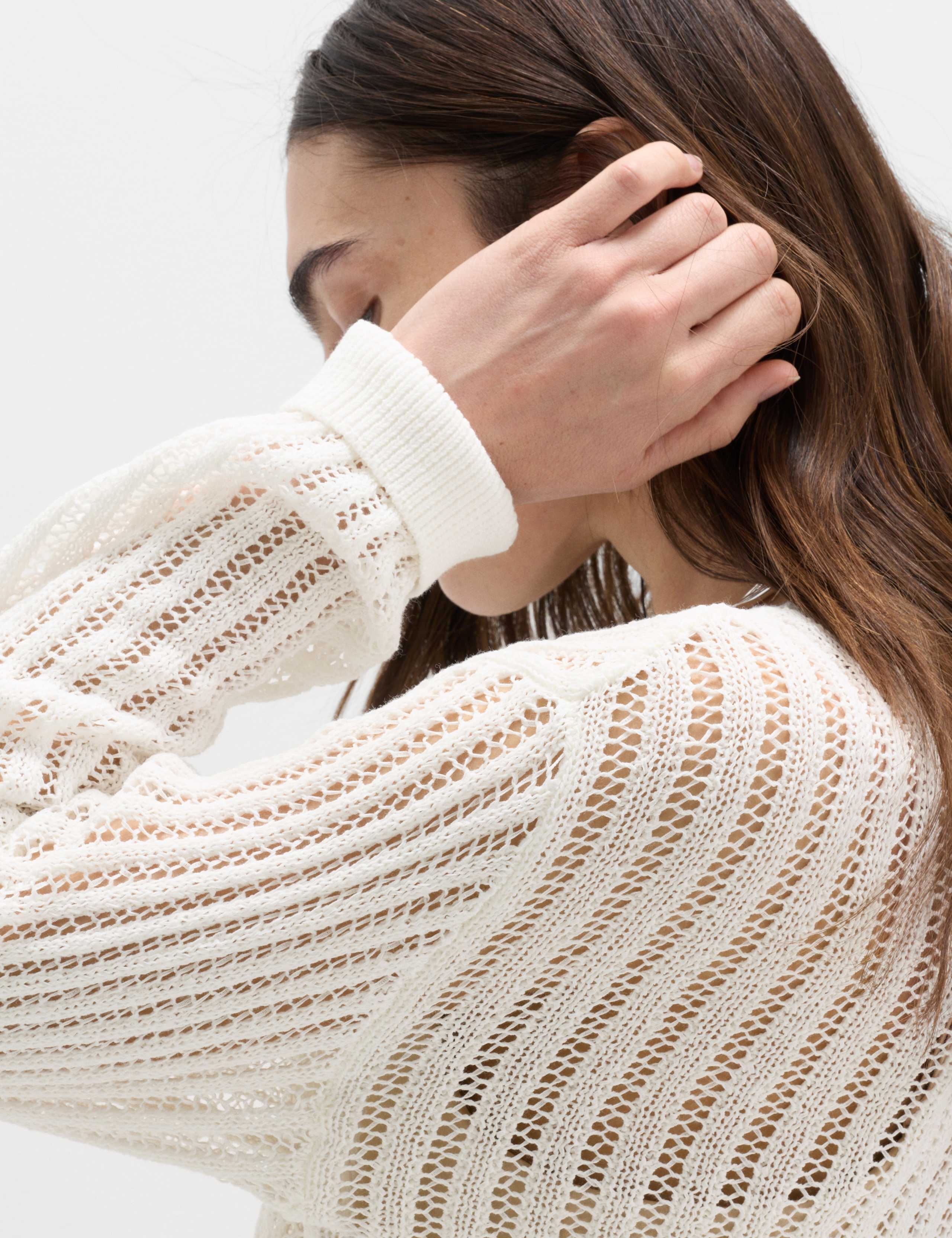 Cotton Rich Textured Crew Neck Jumper 5 of 6