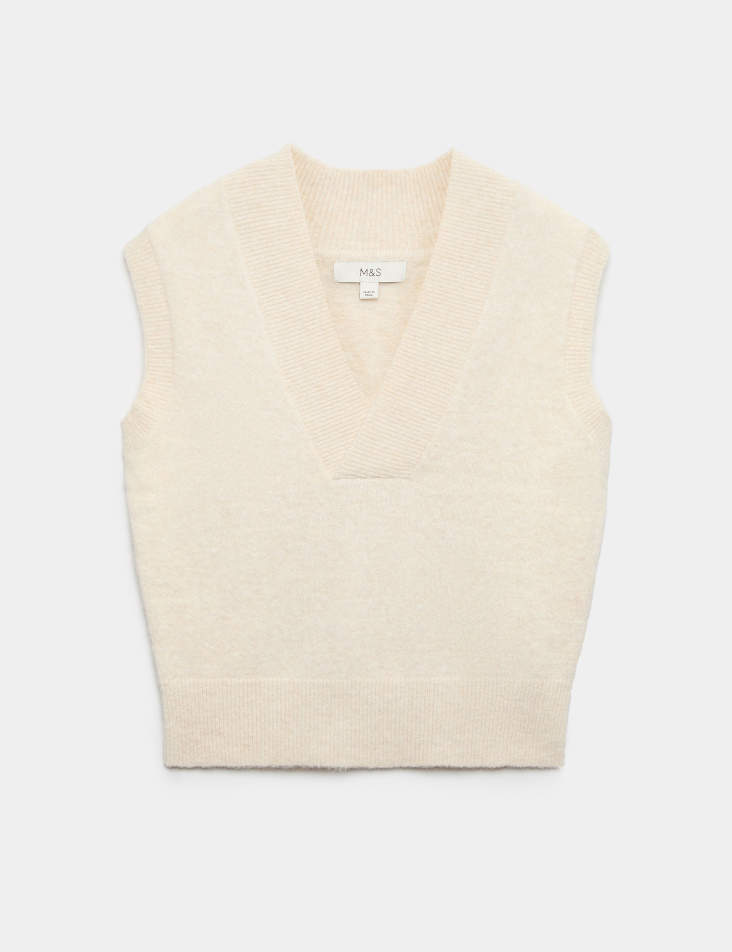 V Neck Cropped Knitted Vest With Wool 2 of 6