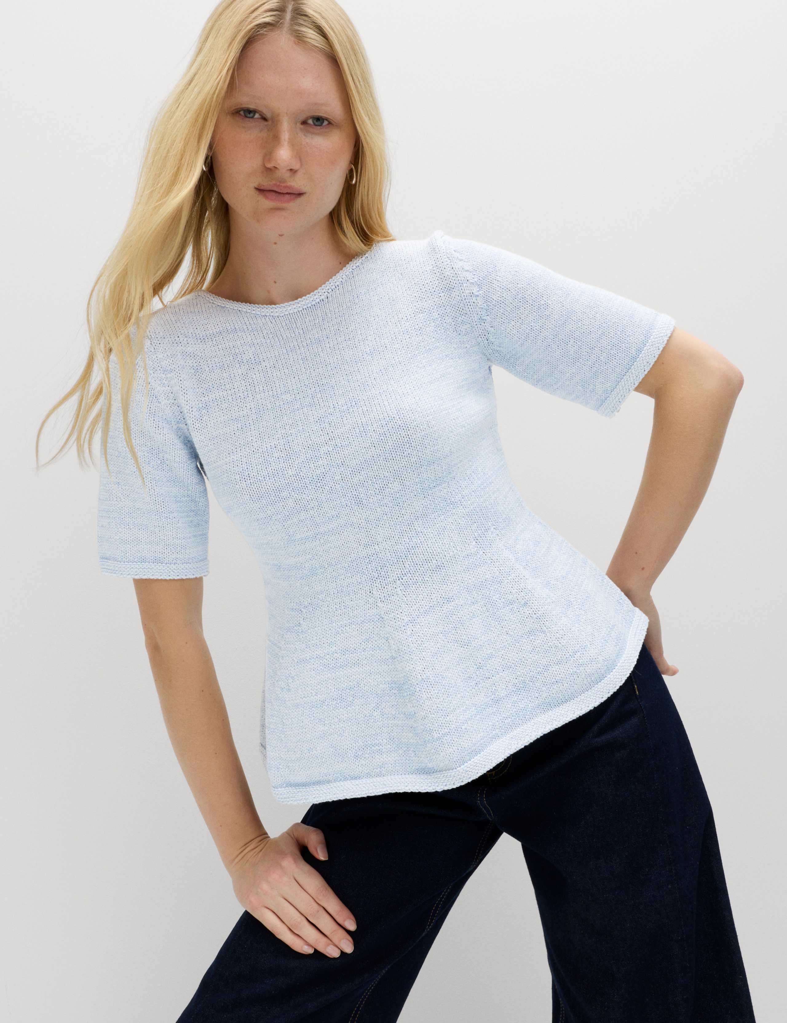 Cotton-Rich Peplum Knitted Top 5 of 7