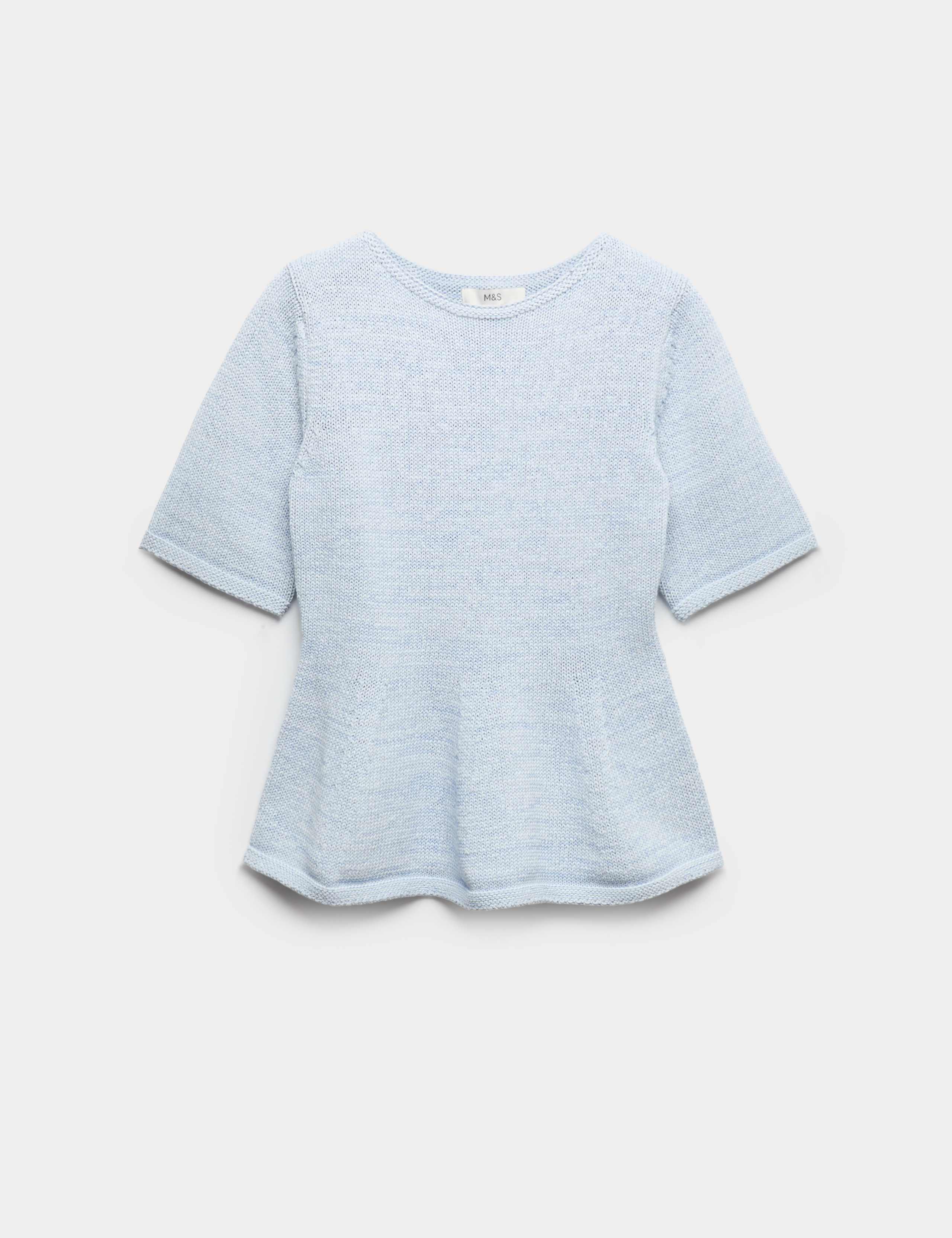 Cotton-Rich Peplum Knitted Top 2 of 7