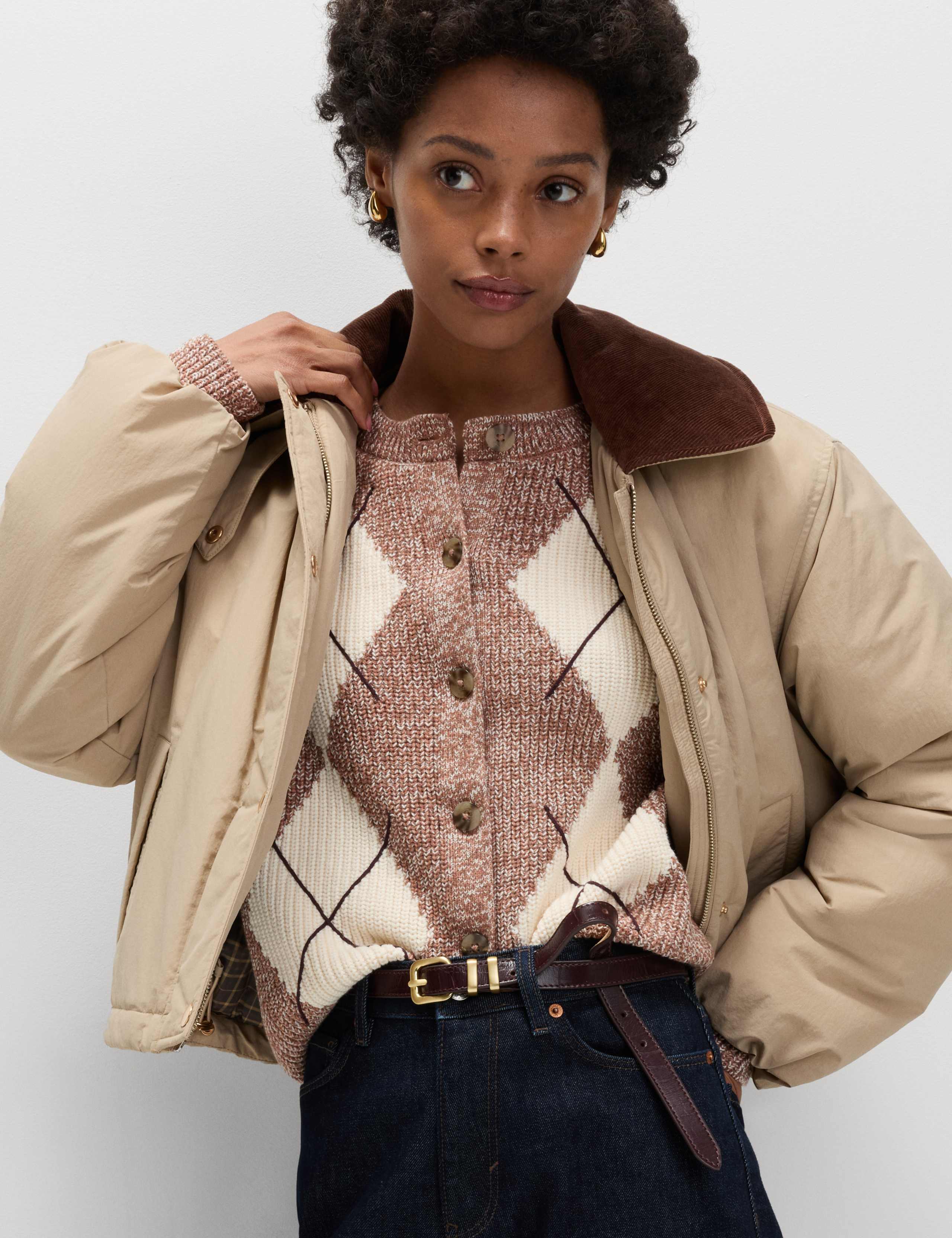 Cotton Rich Argyle Crew Neck Cardigan 6 of 6