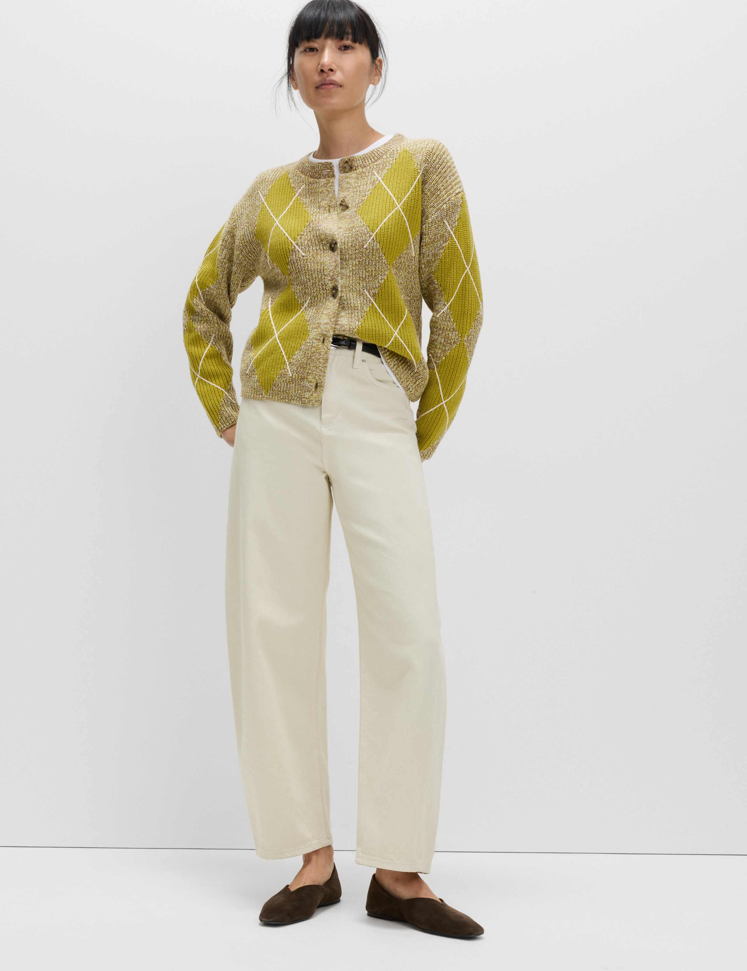 Cotton Rich Argyle Crew Neck Cardigan 4 of 5