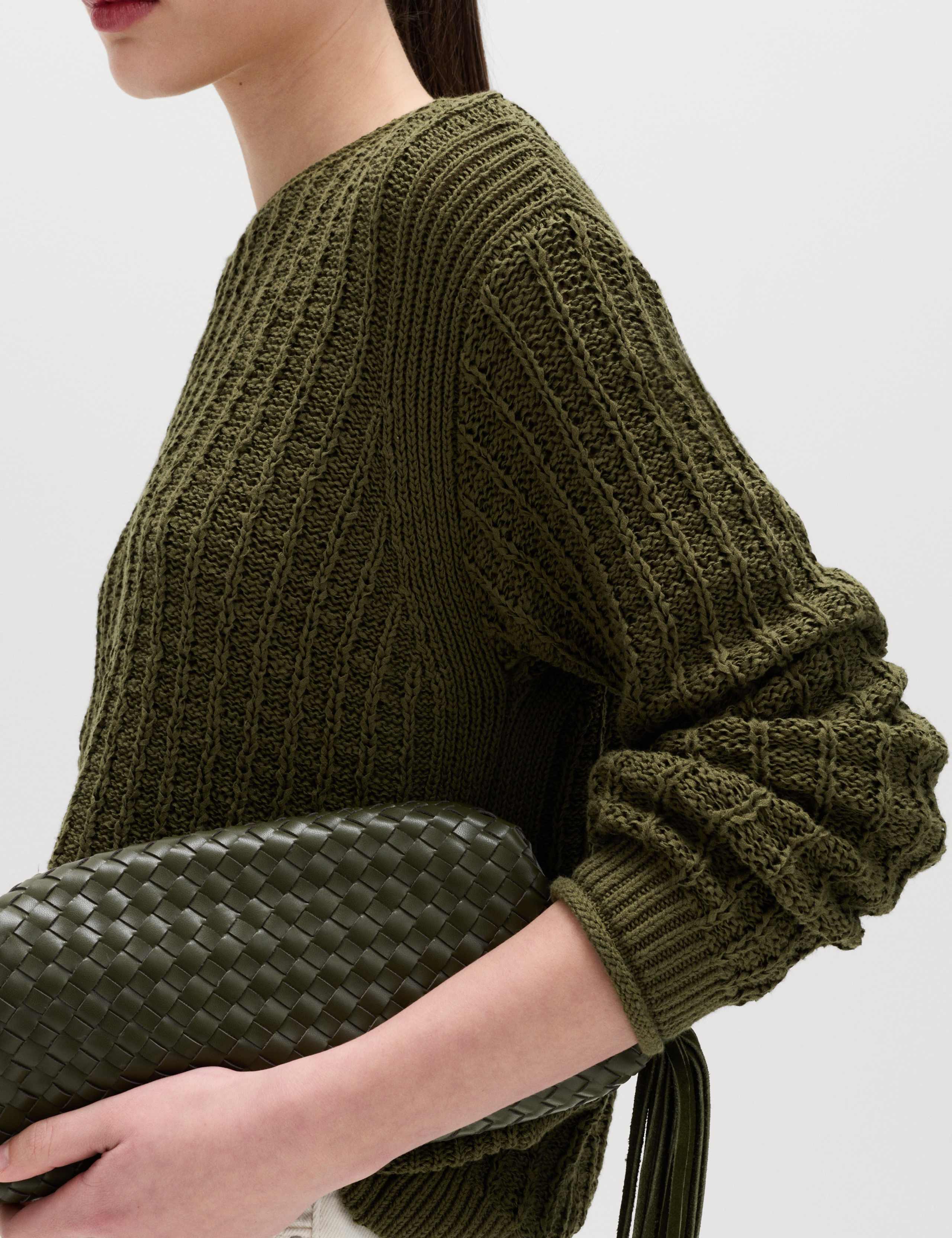 Cotton Rich Textured Crew Neck Jumper 4 of 6