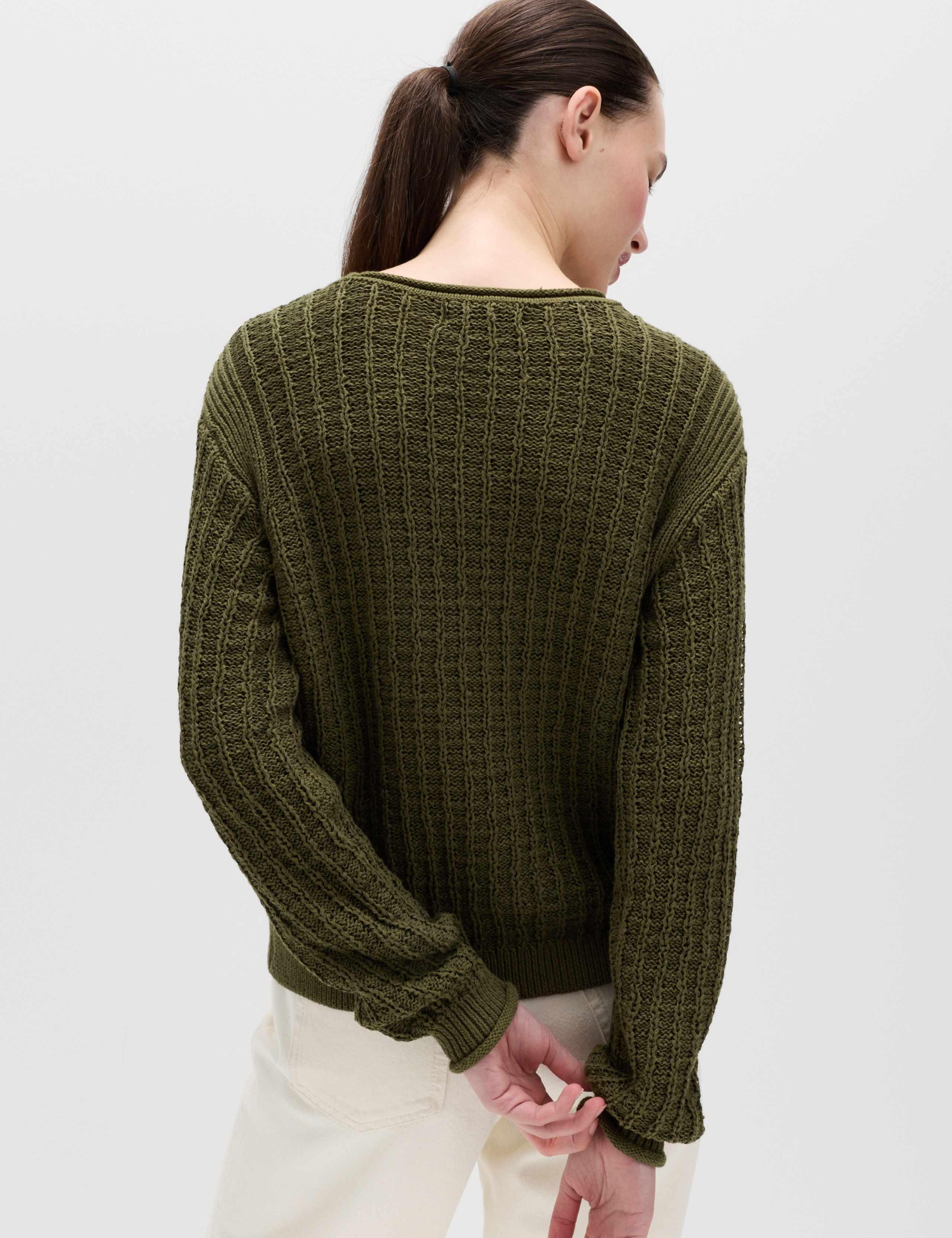 Cotton Rich Textured Crew Neck Jumper 6 of 6