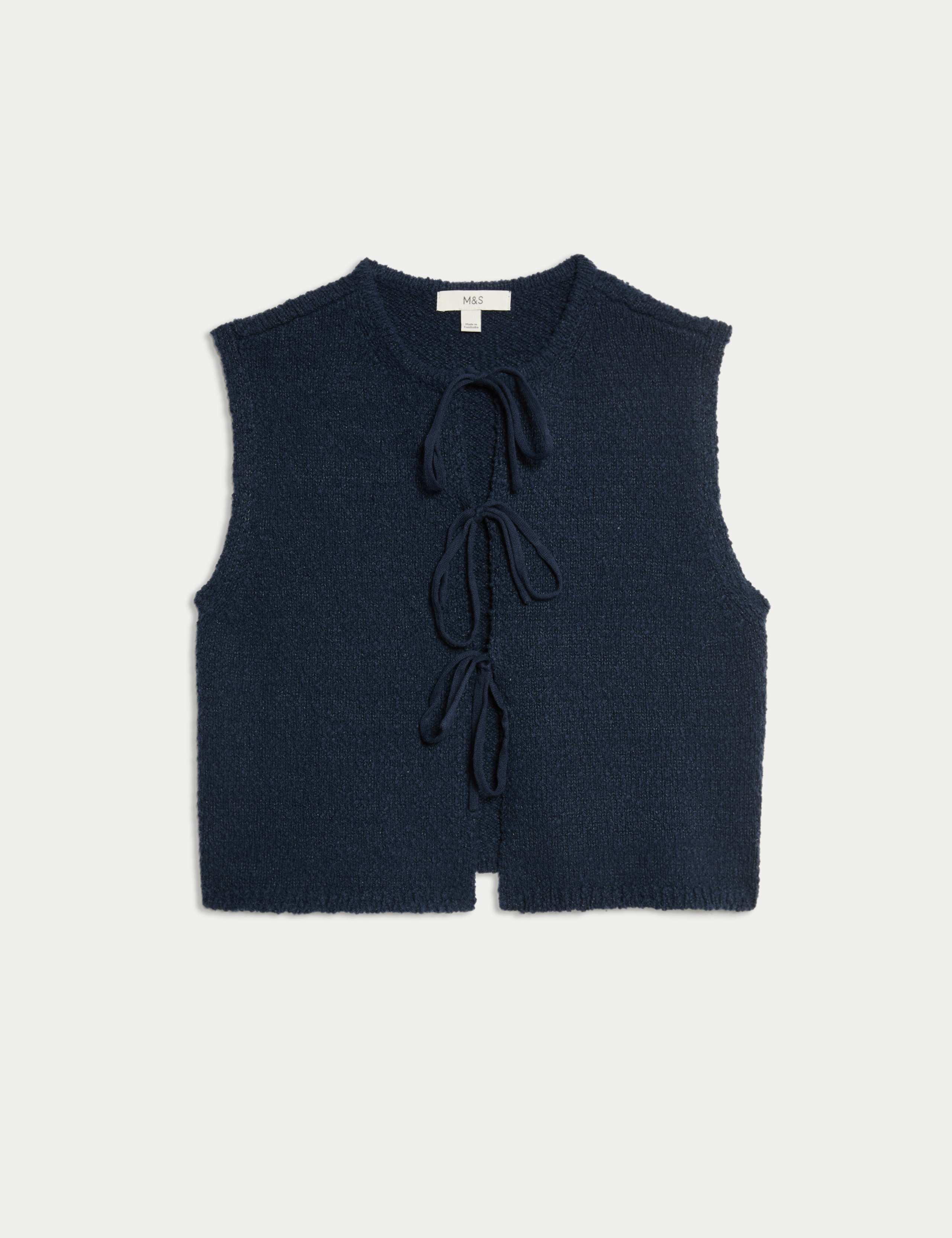 Cotton Rich Textured Cropped Waistcoat 2 of 7